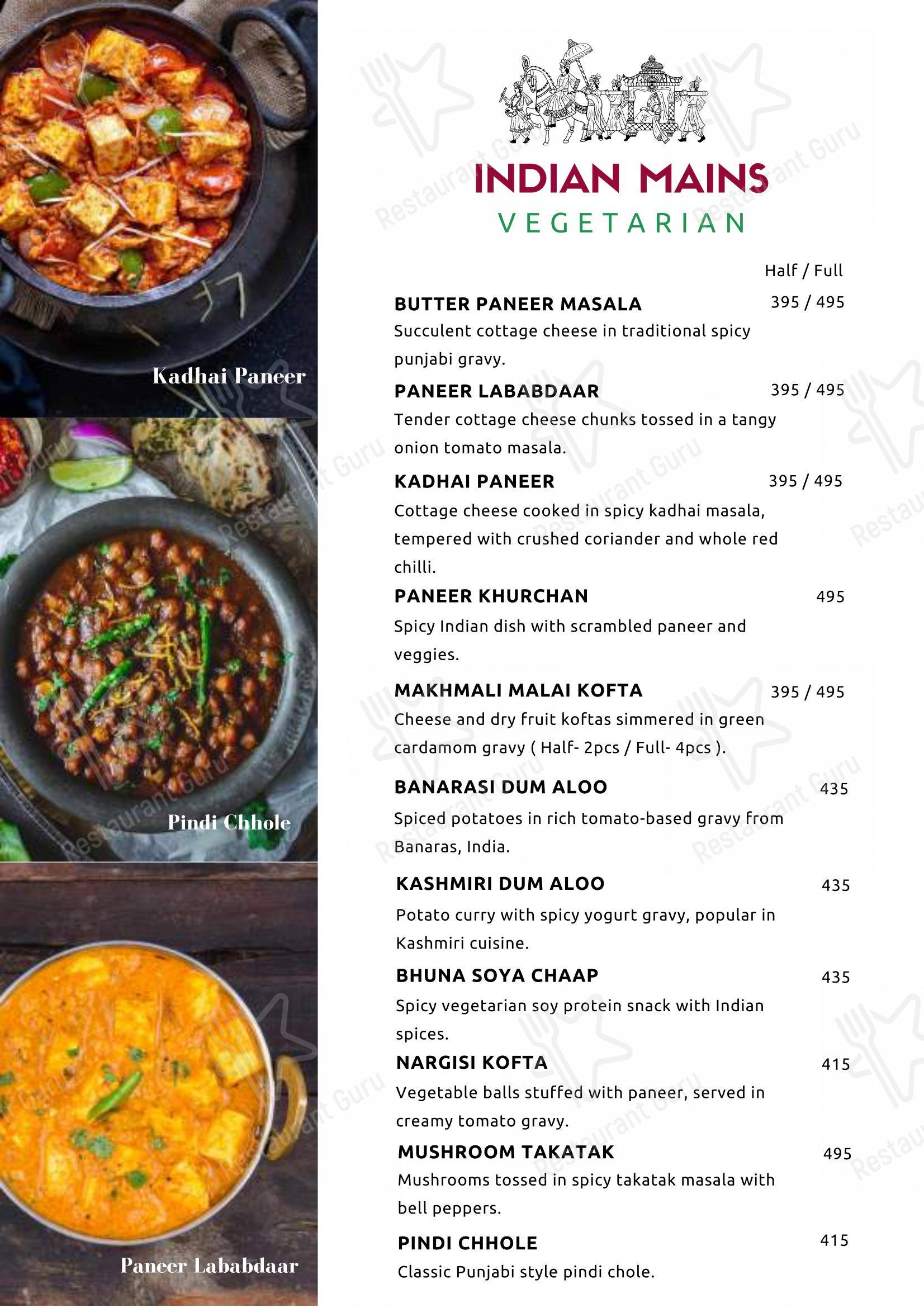 Menu for the Ching Singh restaurant