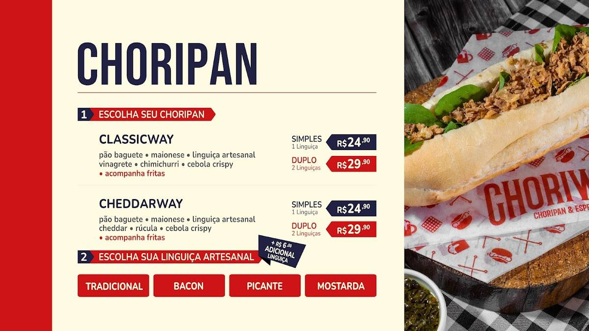 Choriway - Choripan e Espetos cardápio