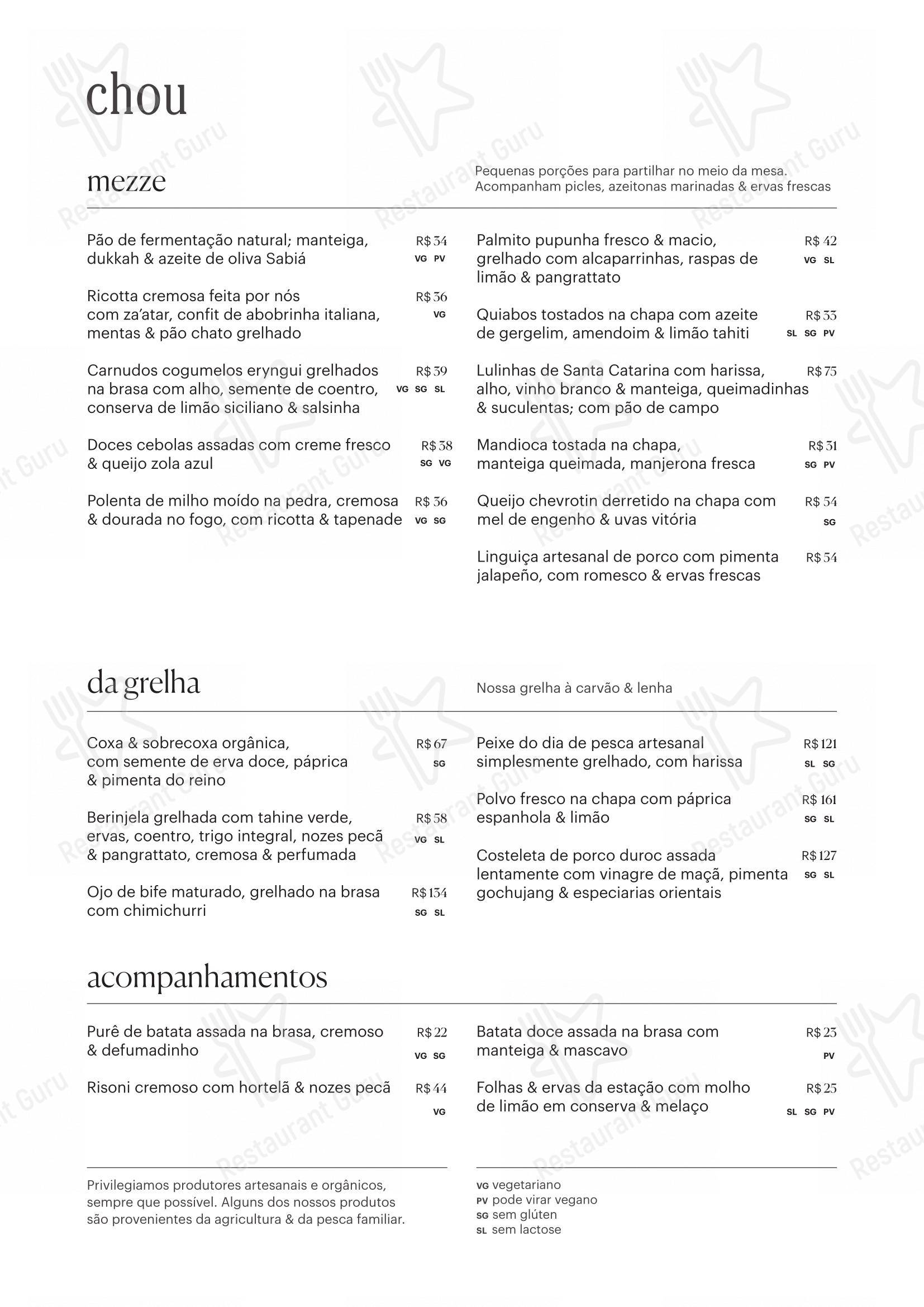 Chou - Lunch Menu