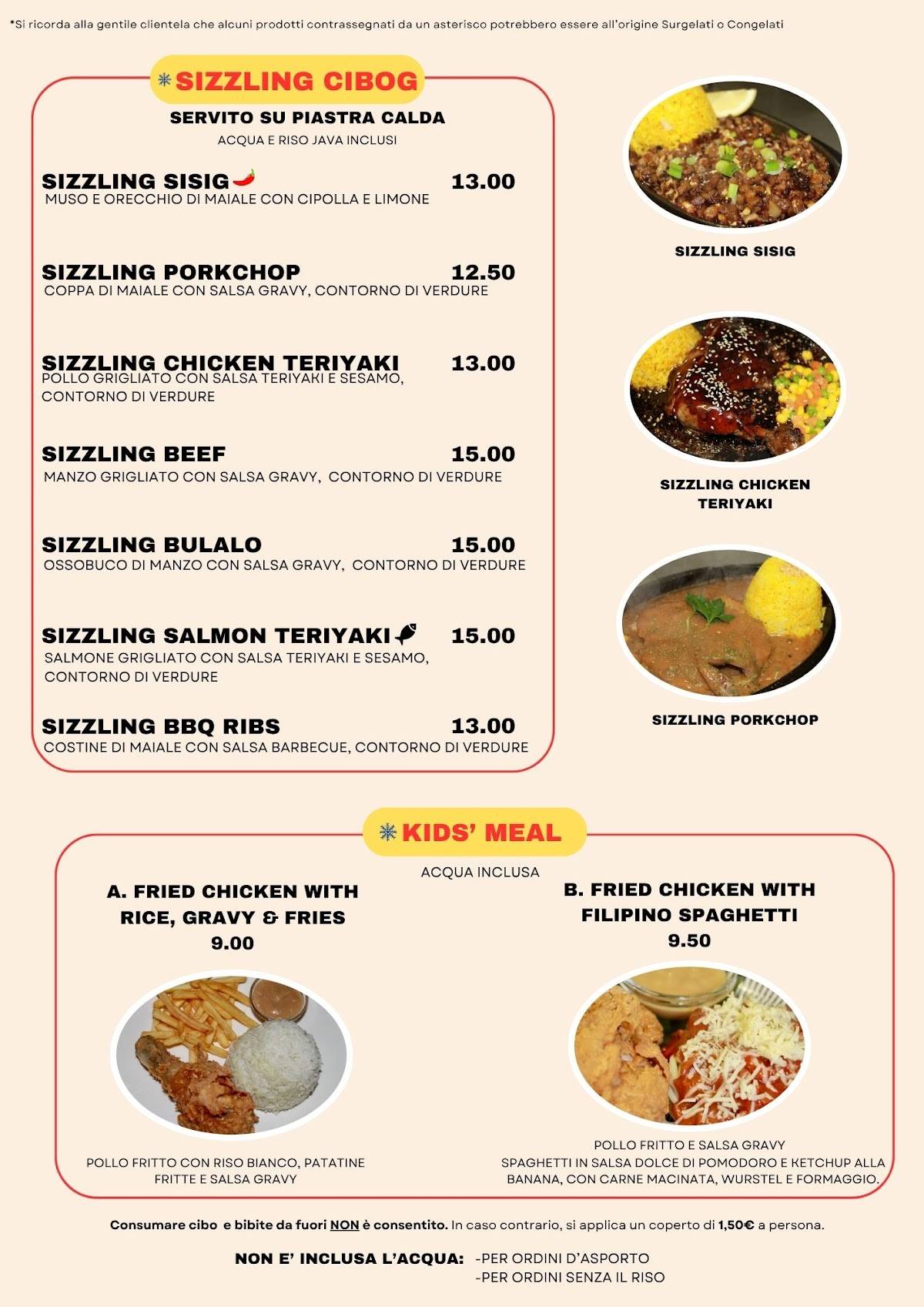 Menu di Cibogan Ristorante Filippino 