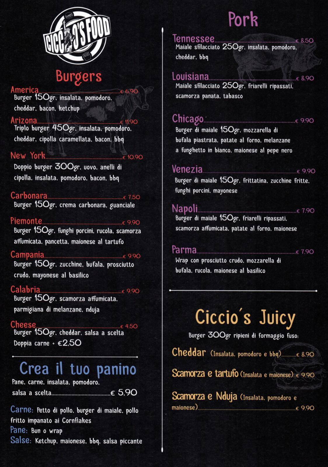 Menu di Ciccio's Monteverde 