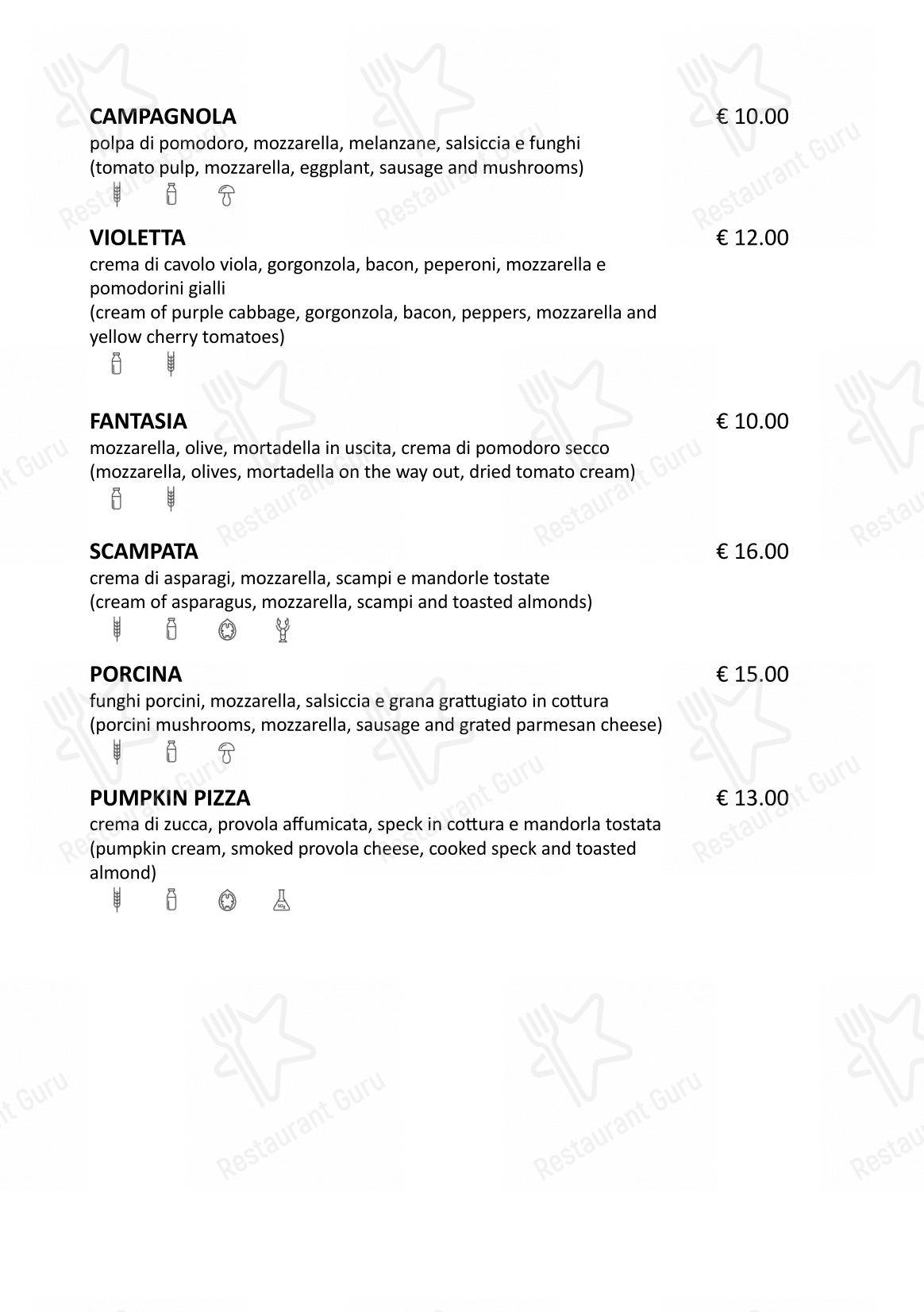 Menu bar per Cinquantapassi Ristorante Pizzeria ristorante
