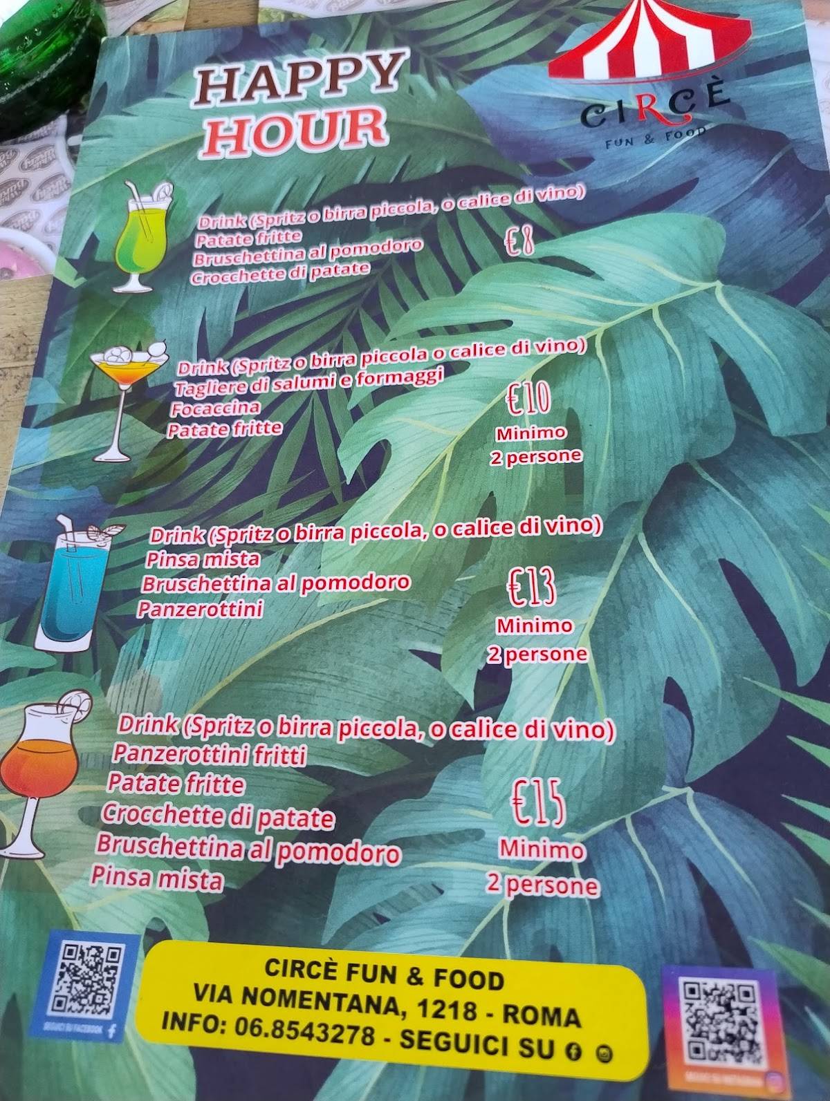 Menu di Circè Fun & Food 