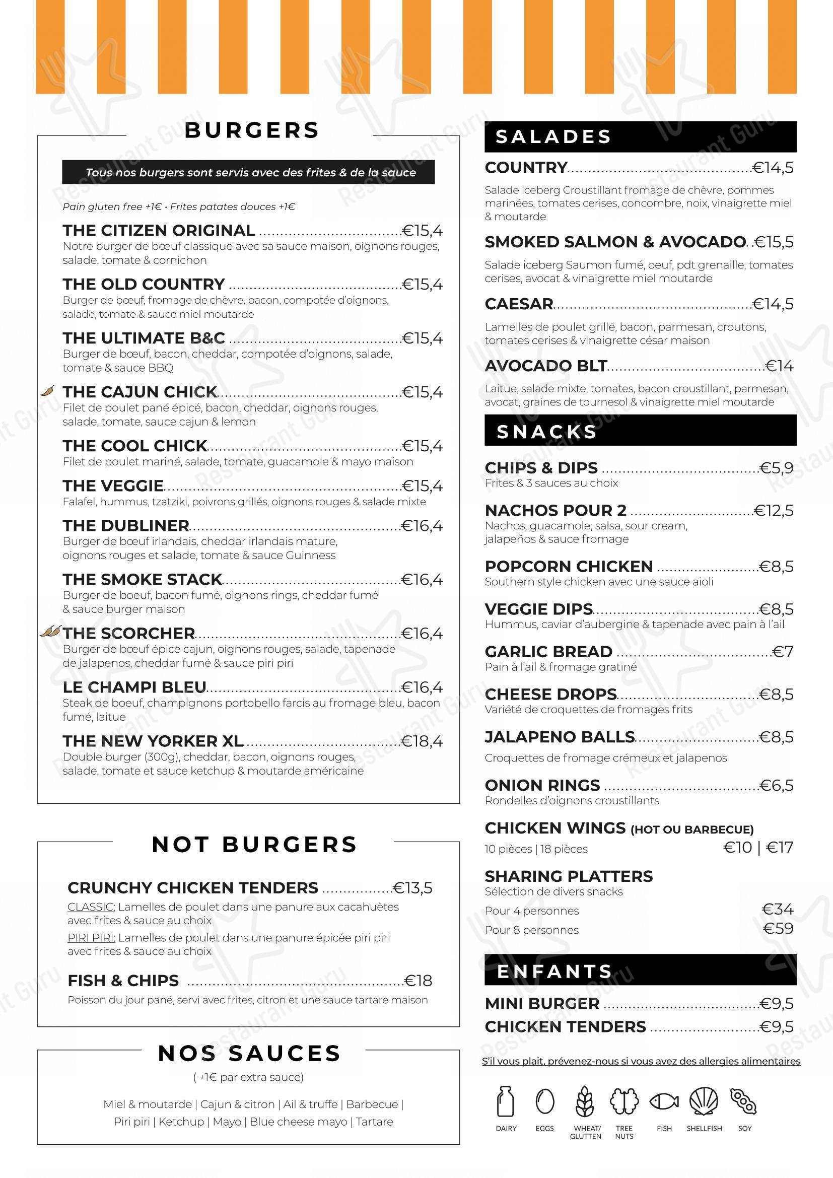 Menu pour Citizen Fox - Menu
