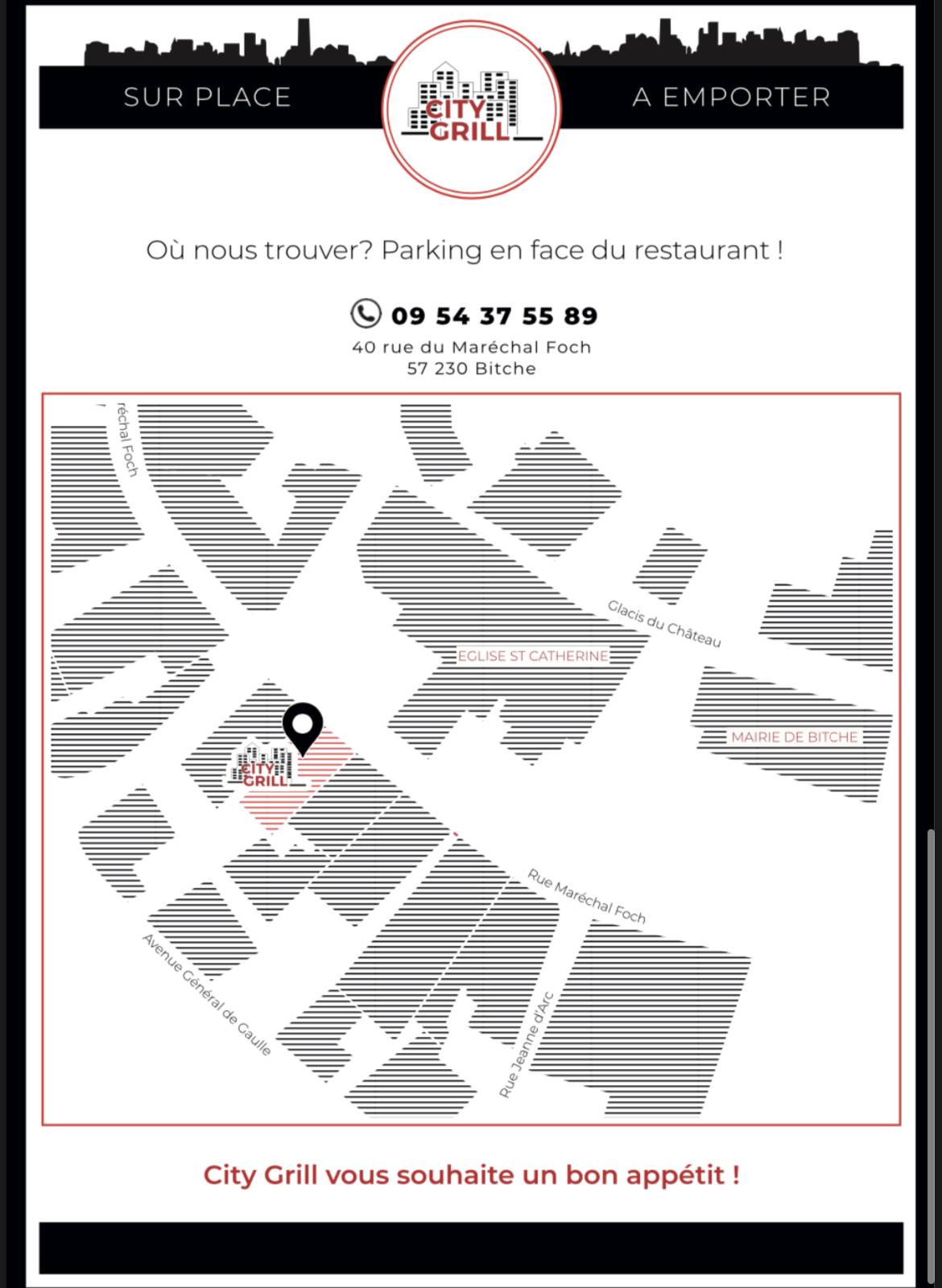 Menu de Citygrill