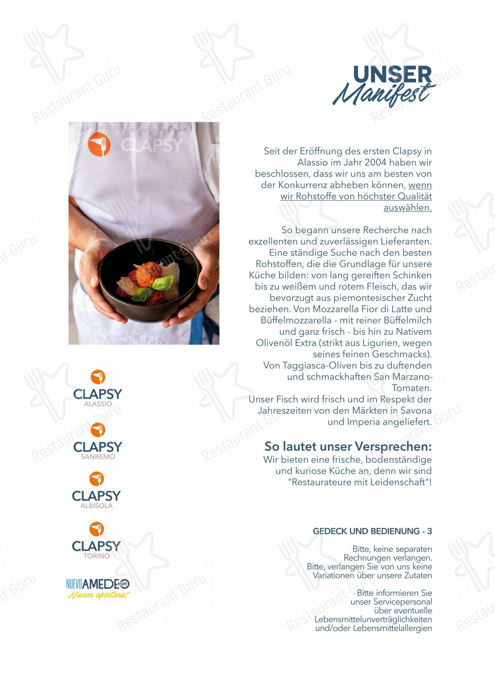 Lunch Menu per Clapsy Alassio in Alassio