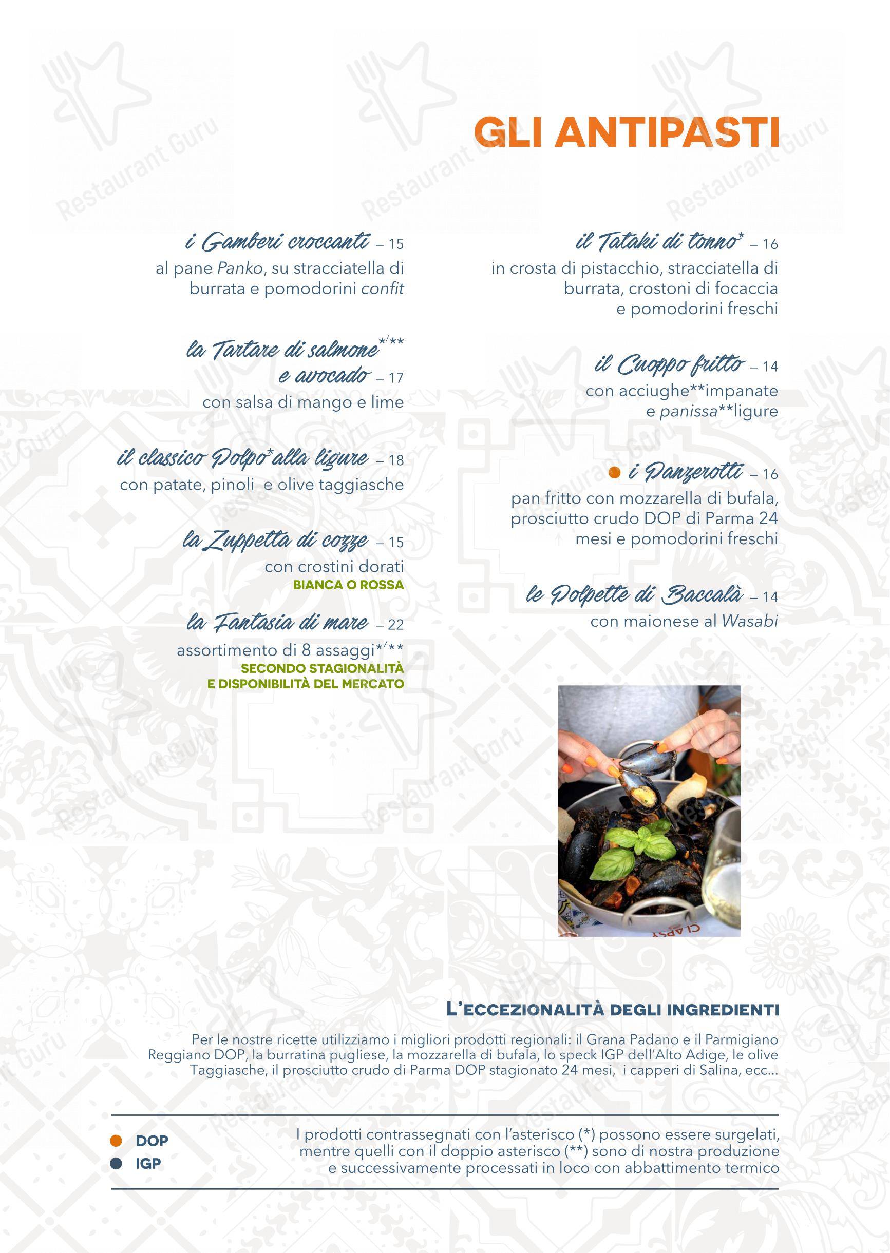 Menu per Clapsy Alassio pizzeria