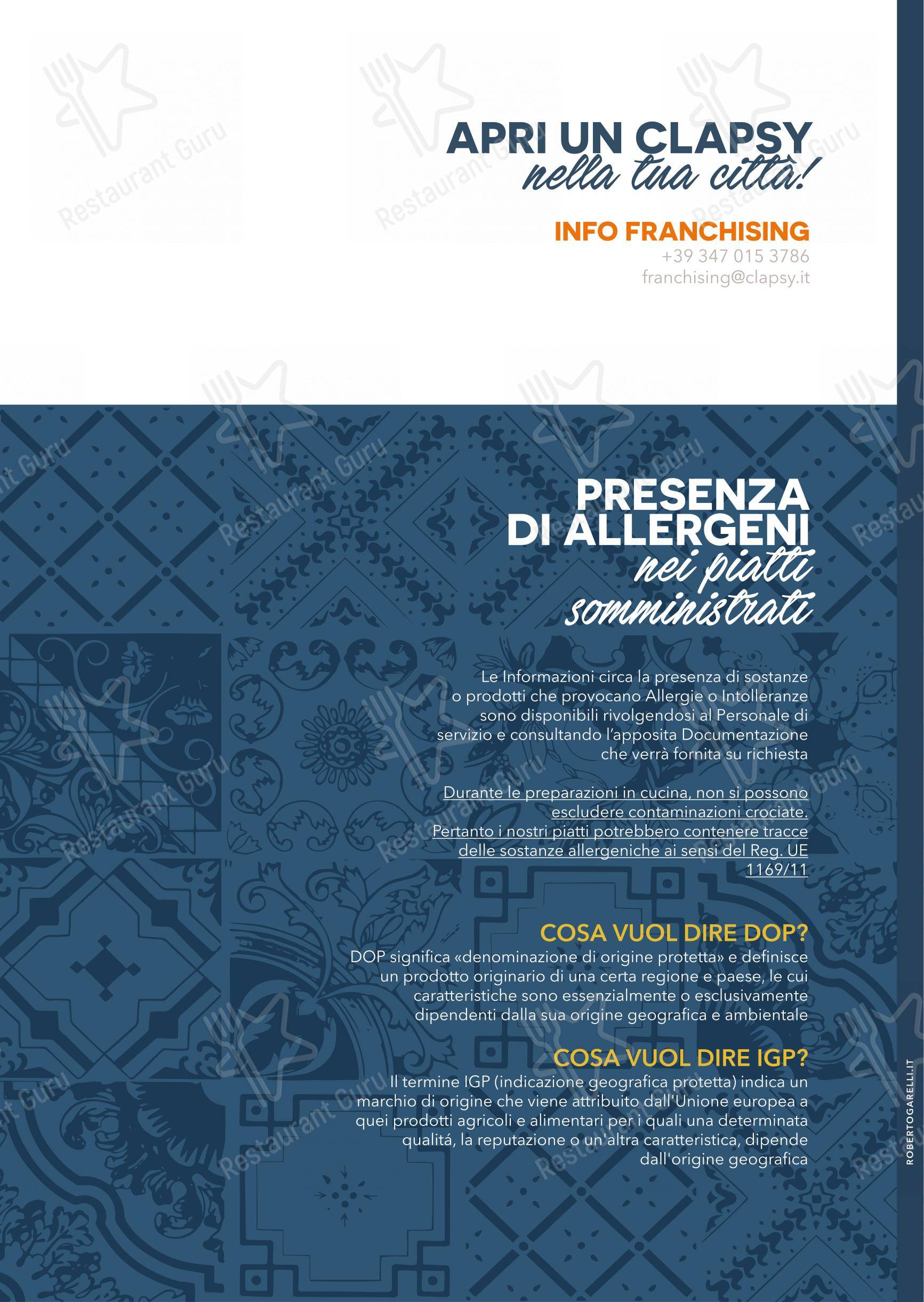菜单 per Clapsy Alassio pizzeria