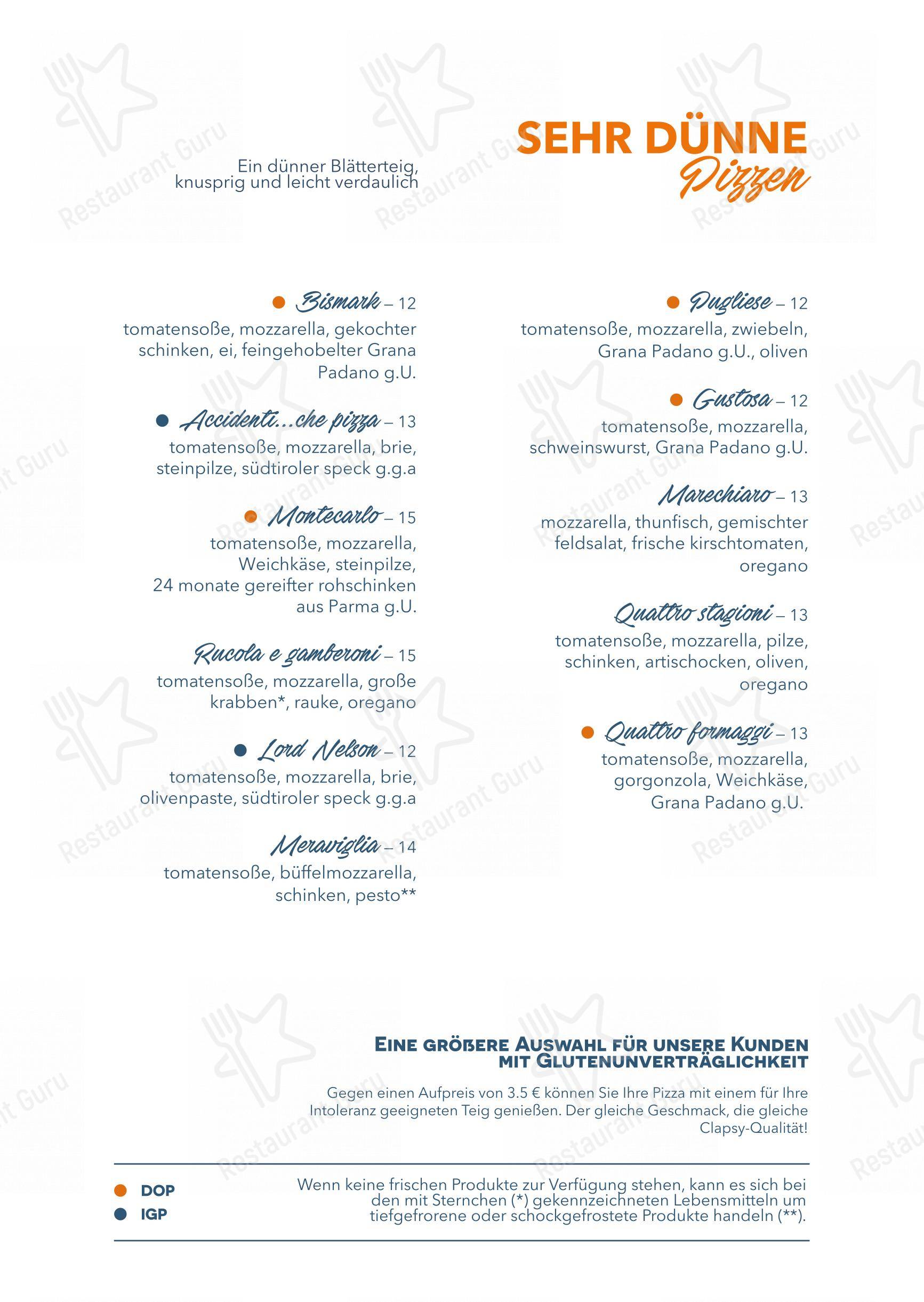 Menu di Clapsy Alassio