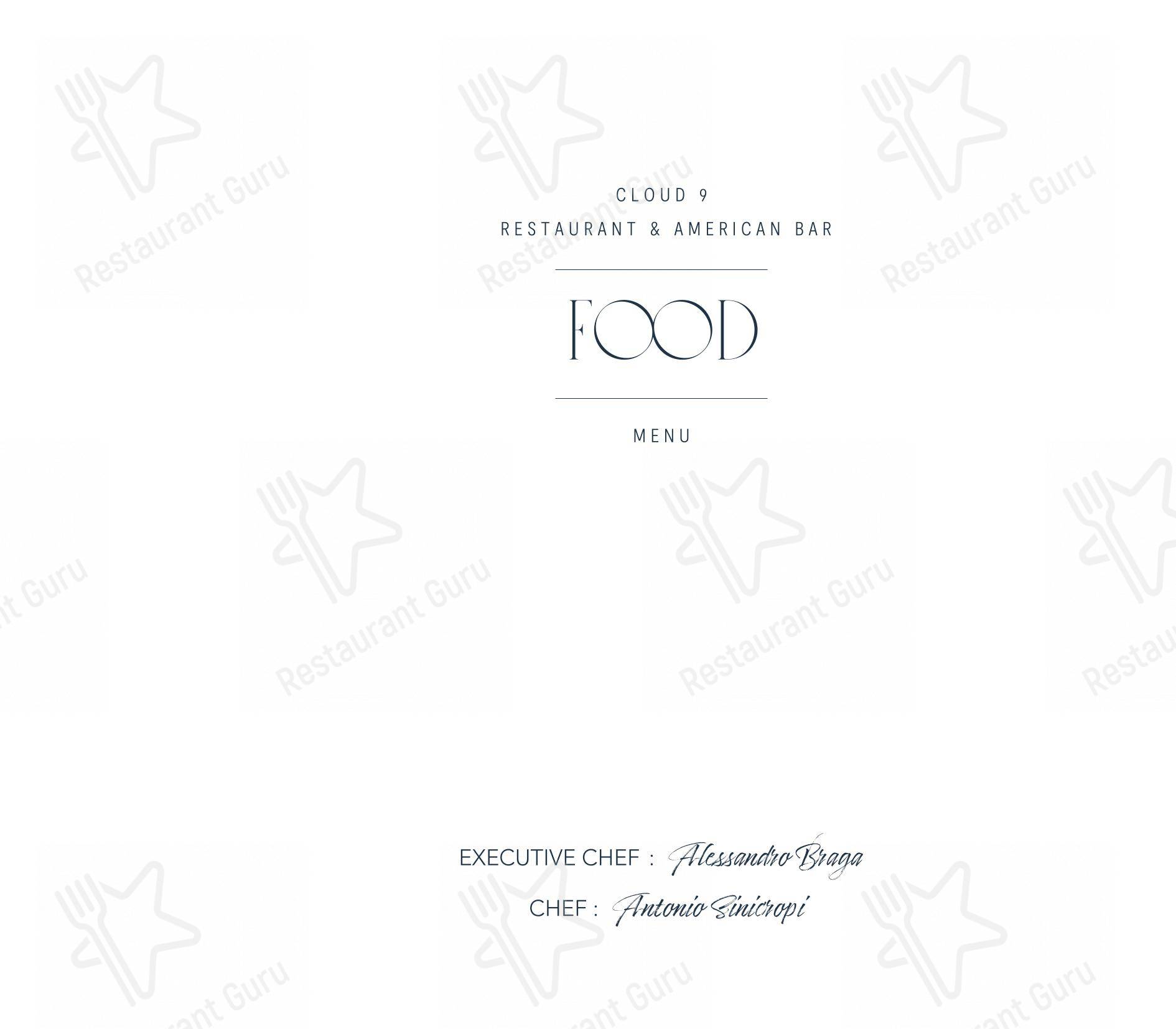 Menu di Cloud9 di Villa Sassi - Ristorante ed American Bar - Menu bar