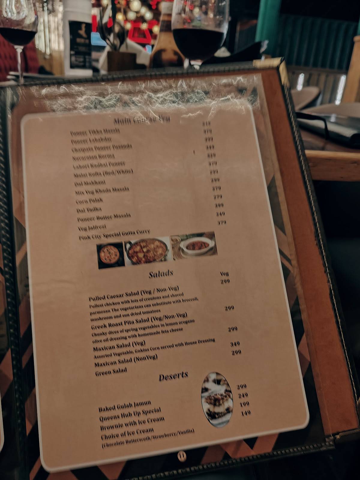 Queen's hub Night Club Rooftop Restaurant menu