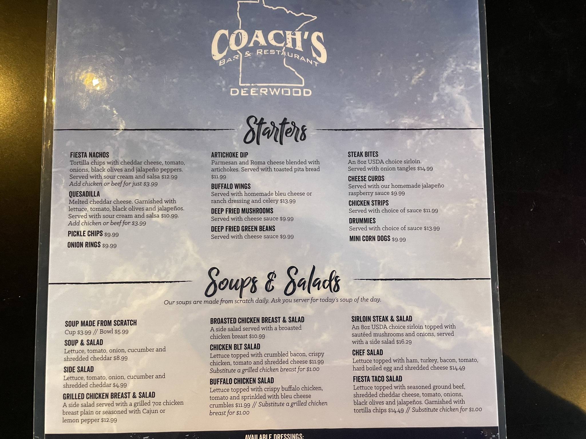 Explore the Coach's Corner Sports Pub Deerwood Menu: A Sports & Dining Experience