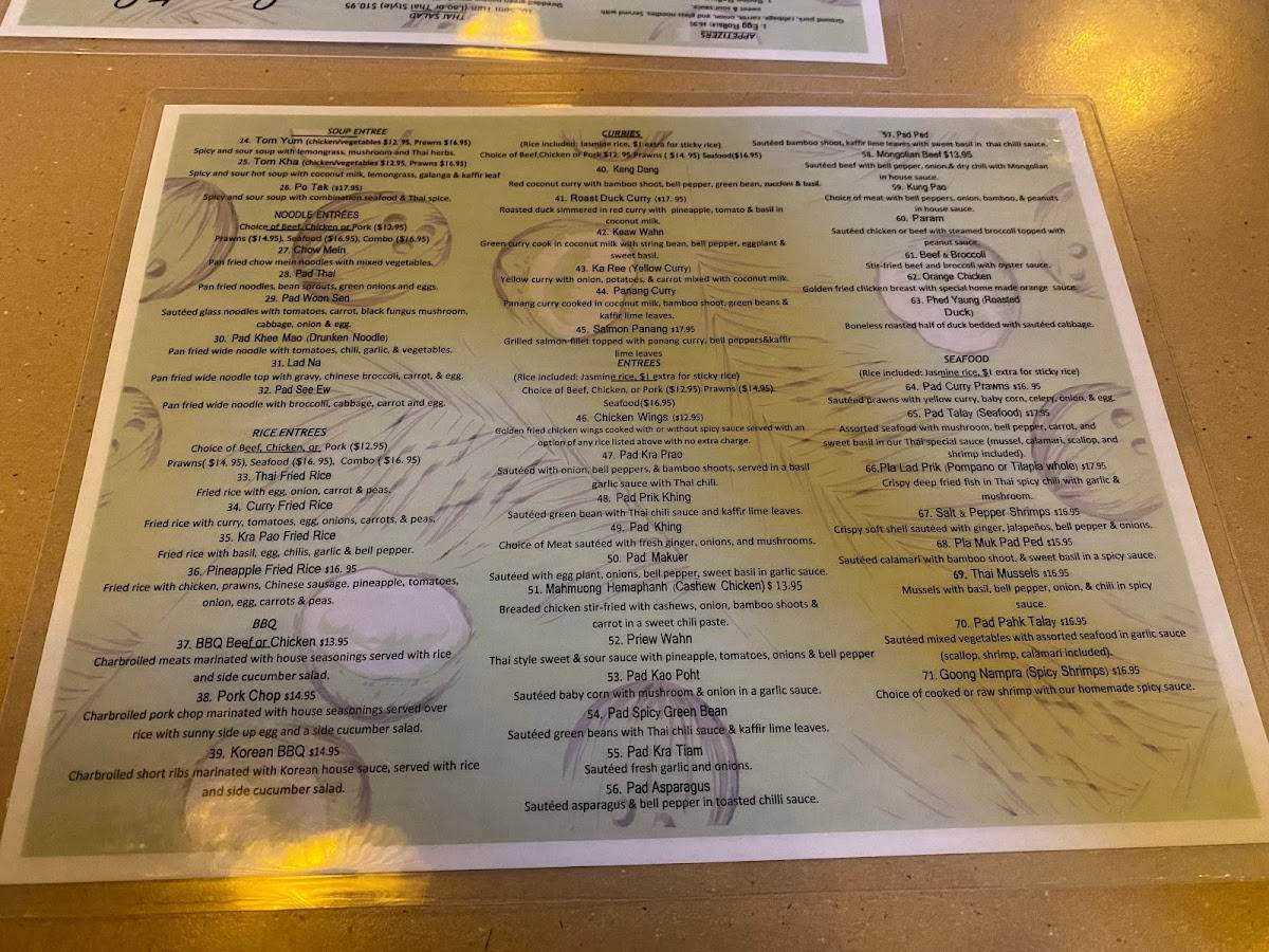 Menu at Coconut Cafe, Merced