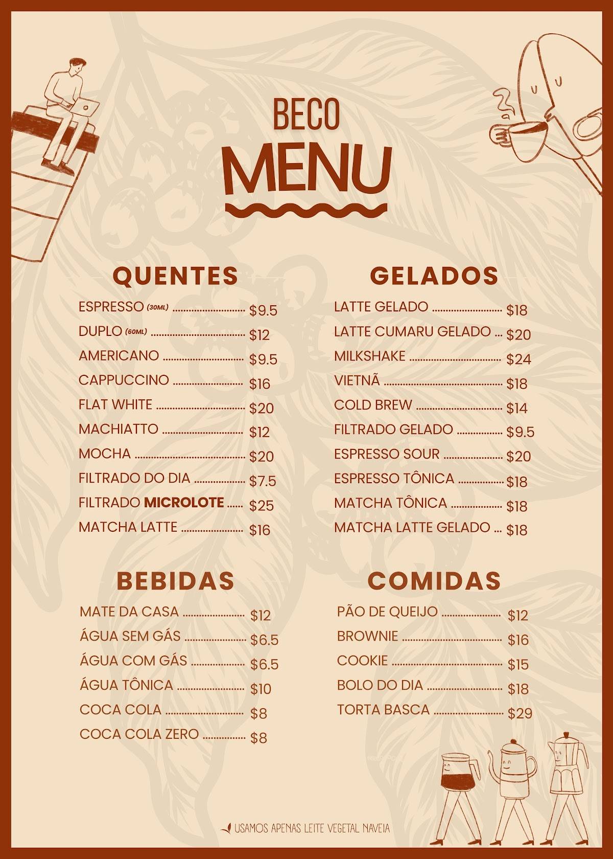 Beco do Café cardápio
