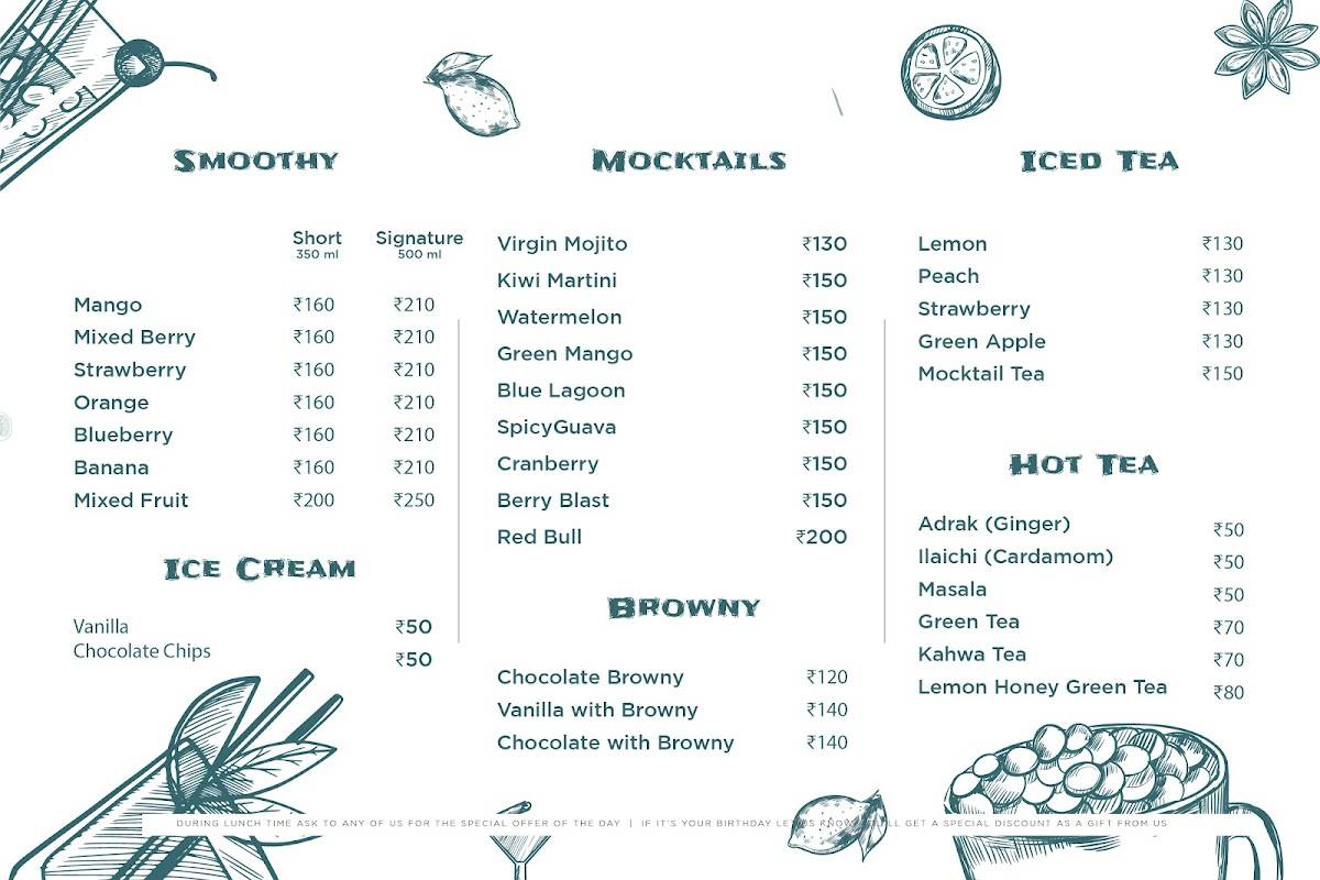 Coffee Chemistrry menu