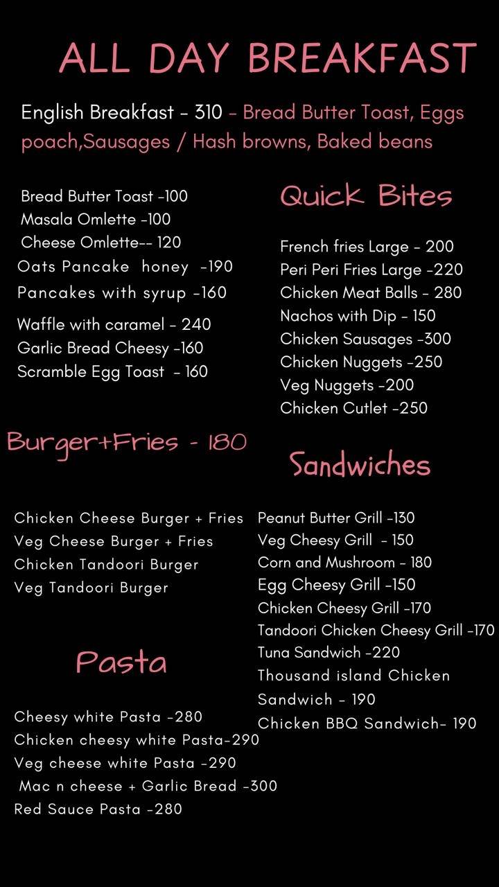 Coffeelicious Cafe menu