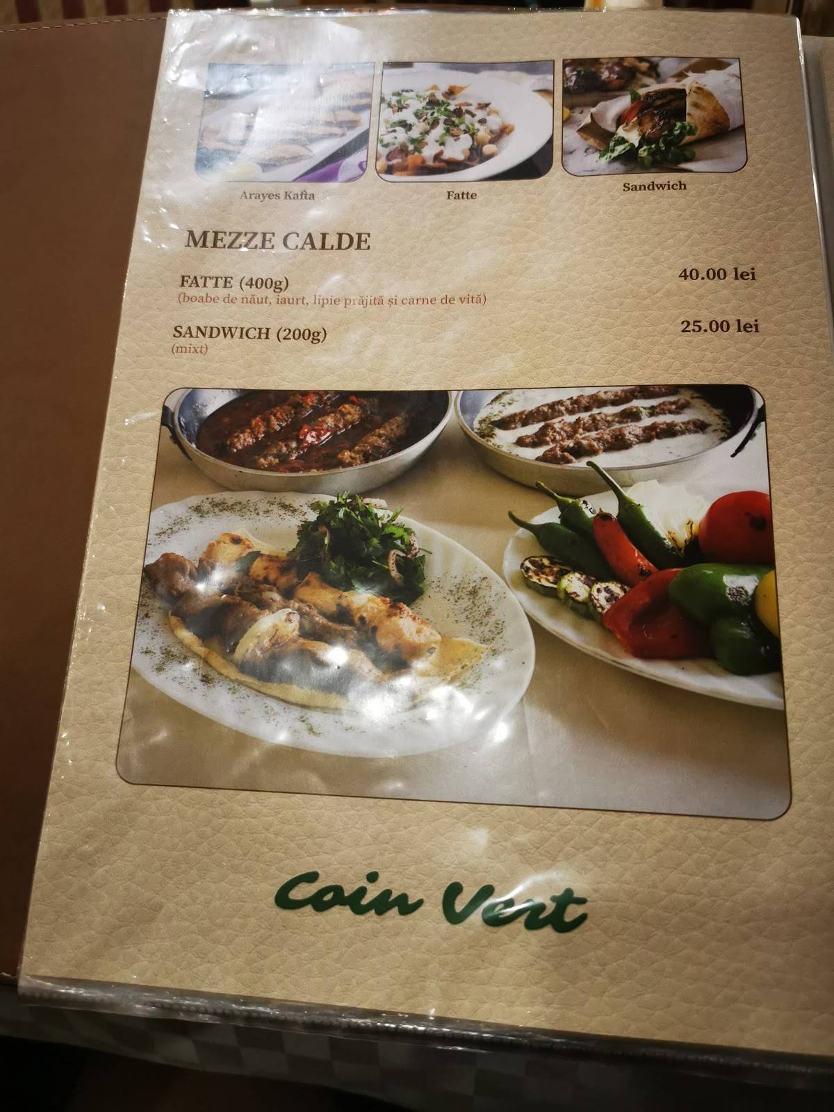 Menu de Coin Vert-Libanez