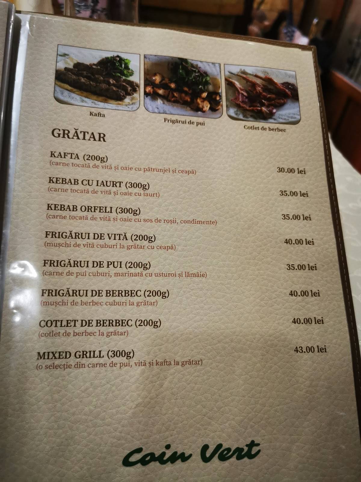 Menu de Coin Vert-Libanez