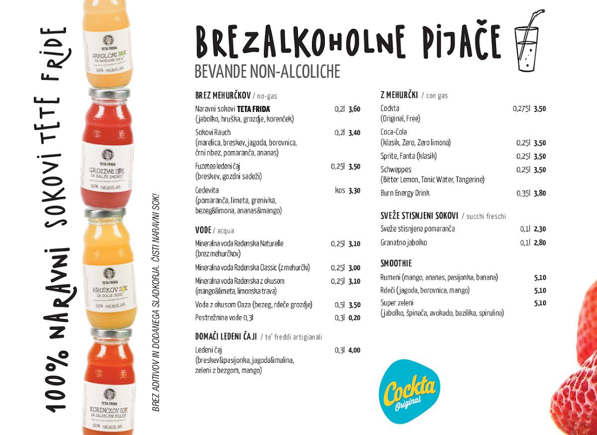 Menu de Čokoladna kavarna Teta Frida Koper