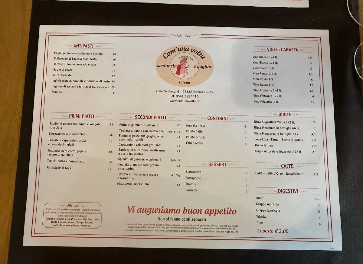 Menu di Com'Una Volta 