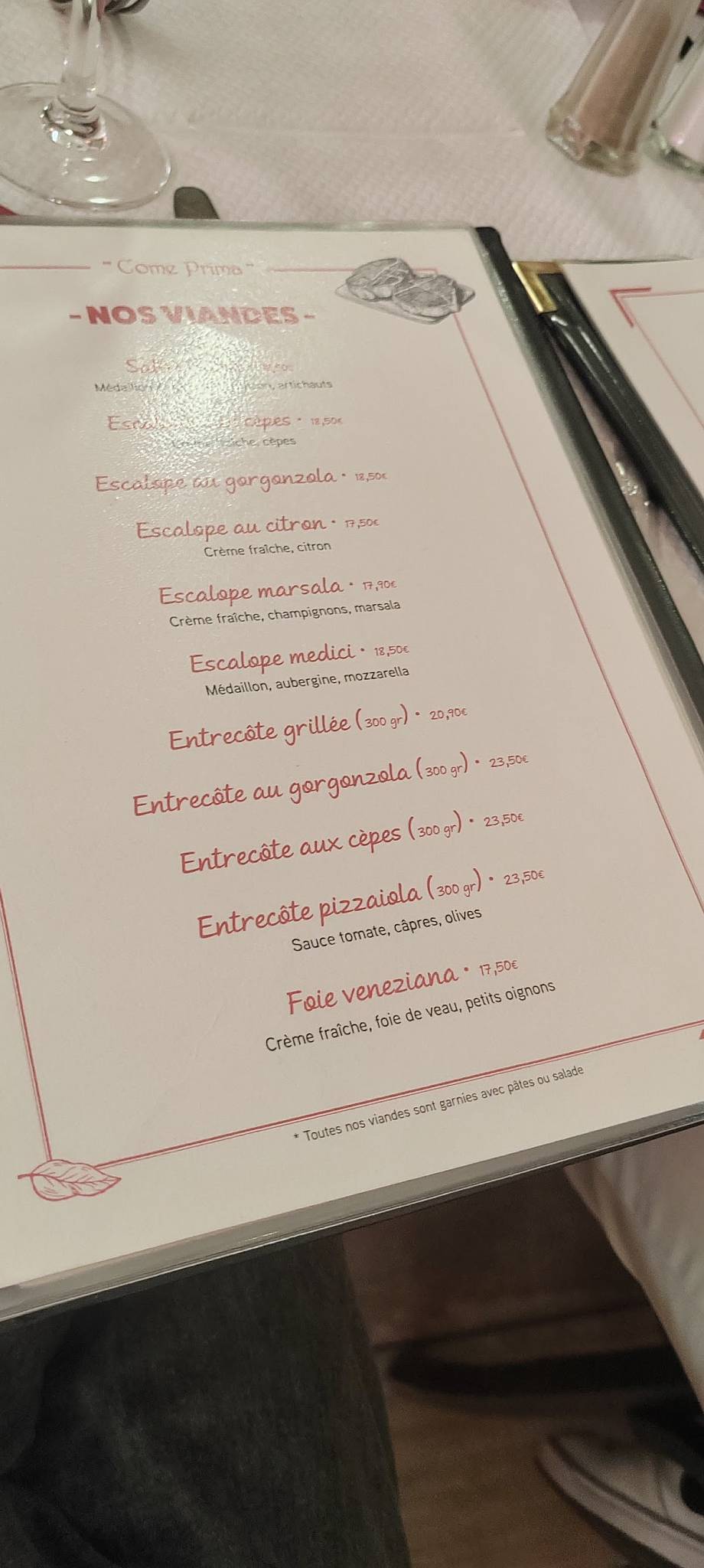 Menu de Come Prima