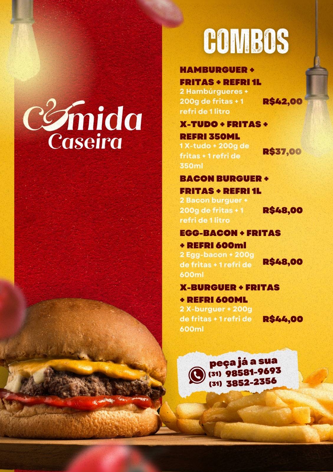 Comida Caseira cardápio