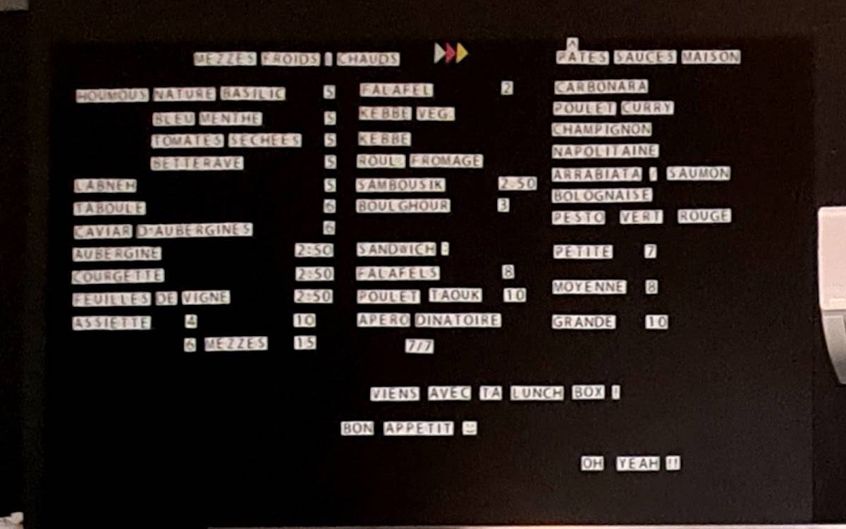 Menu di Comptoir Libanais 