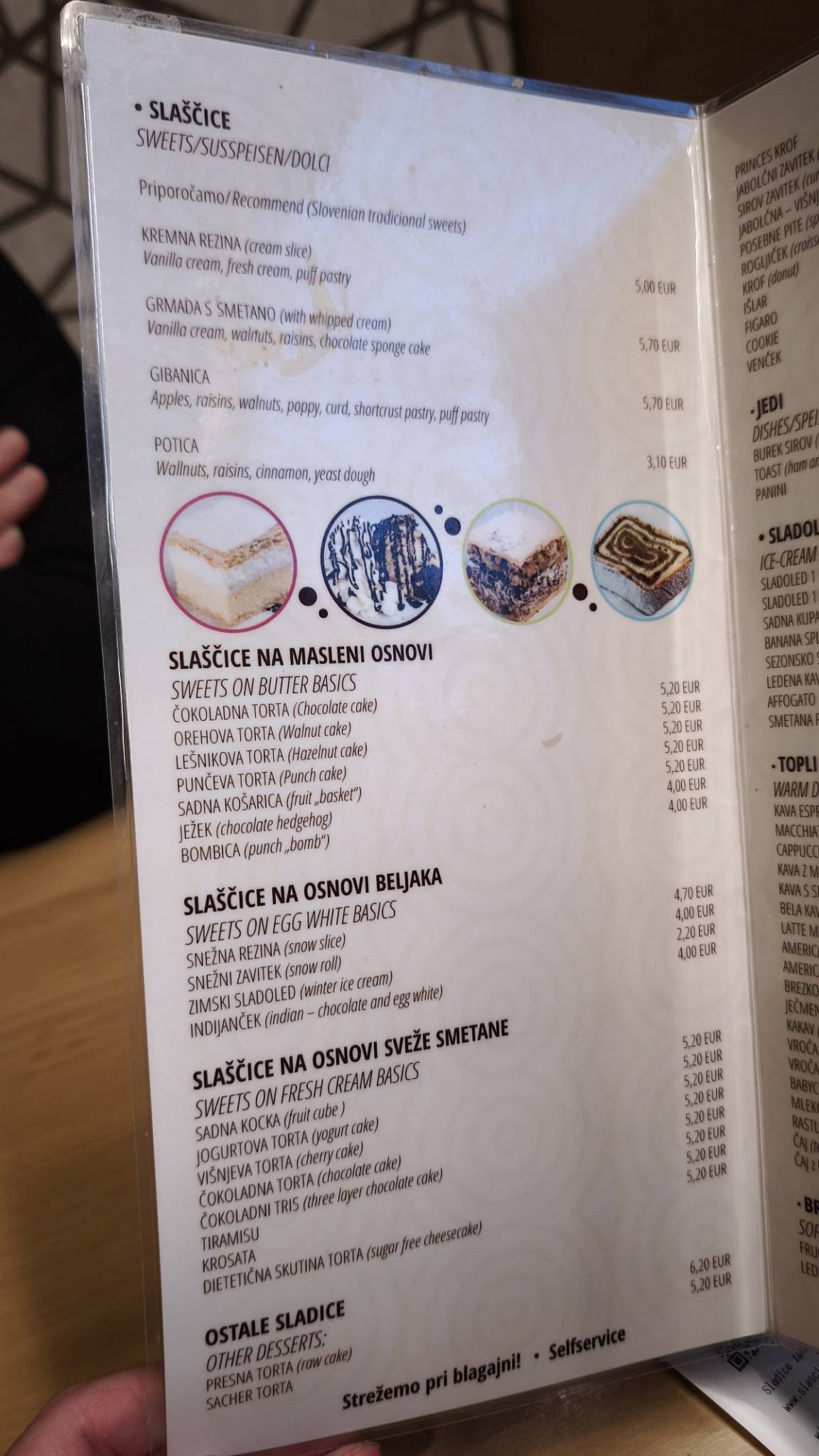 Menu di Confectionery Zima 