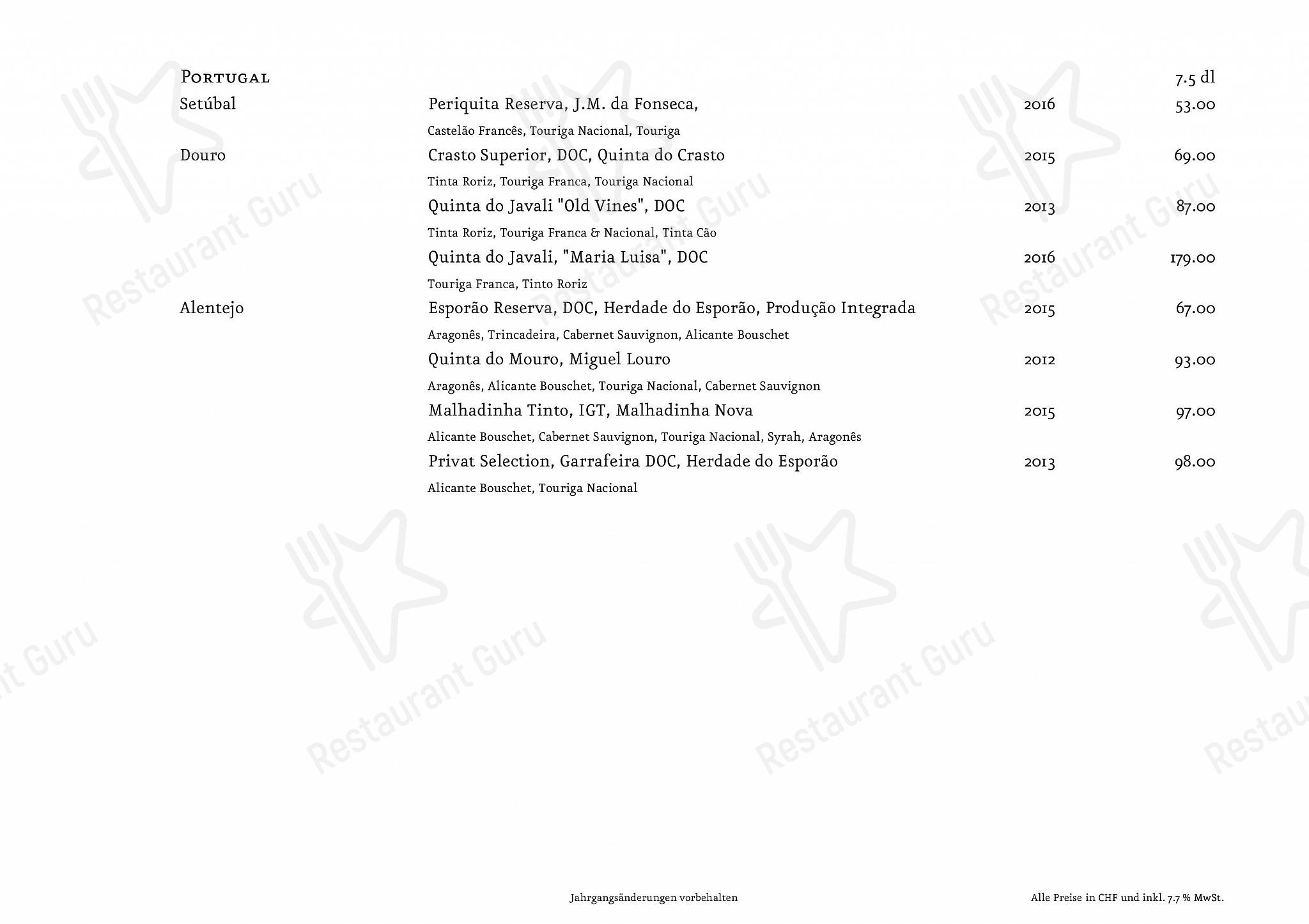 Основное меню per Consum Weinbar pub & bar