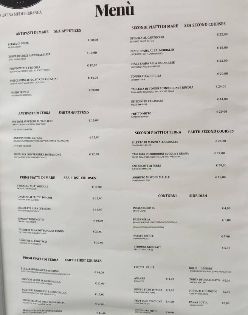 Menu di Corallo Nero 