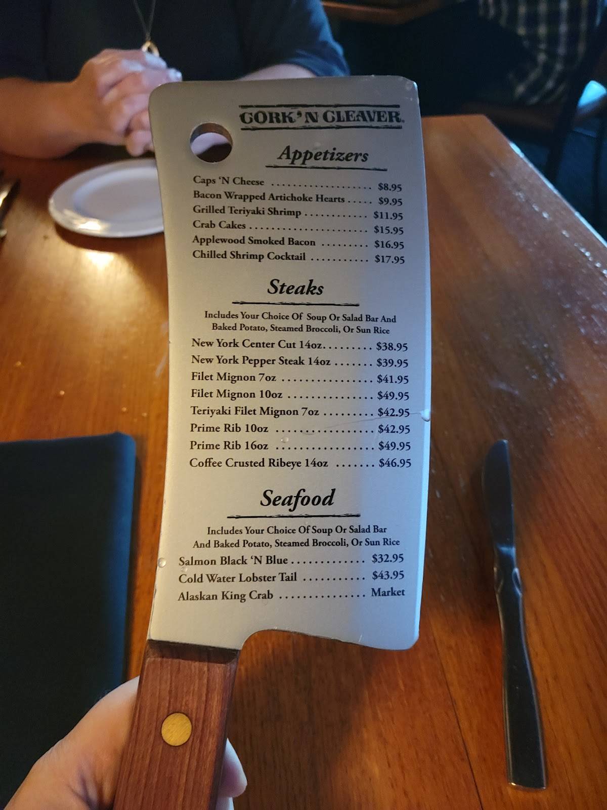 Menu at Cork ‘N Cleaver pub & bar, Fort Wayne