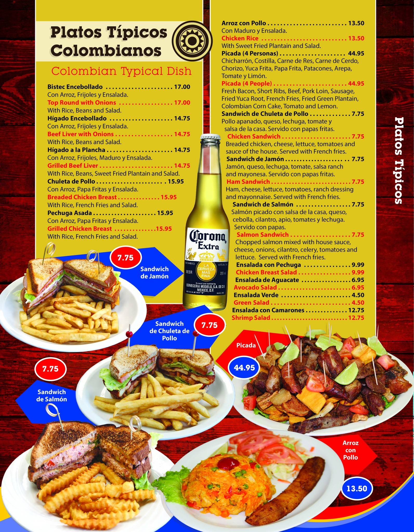 Menu at Cositas Ricas Colombian Food restaurant, Greenville, Cedar Lane Rd