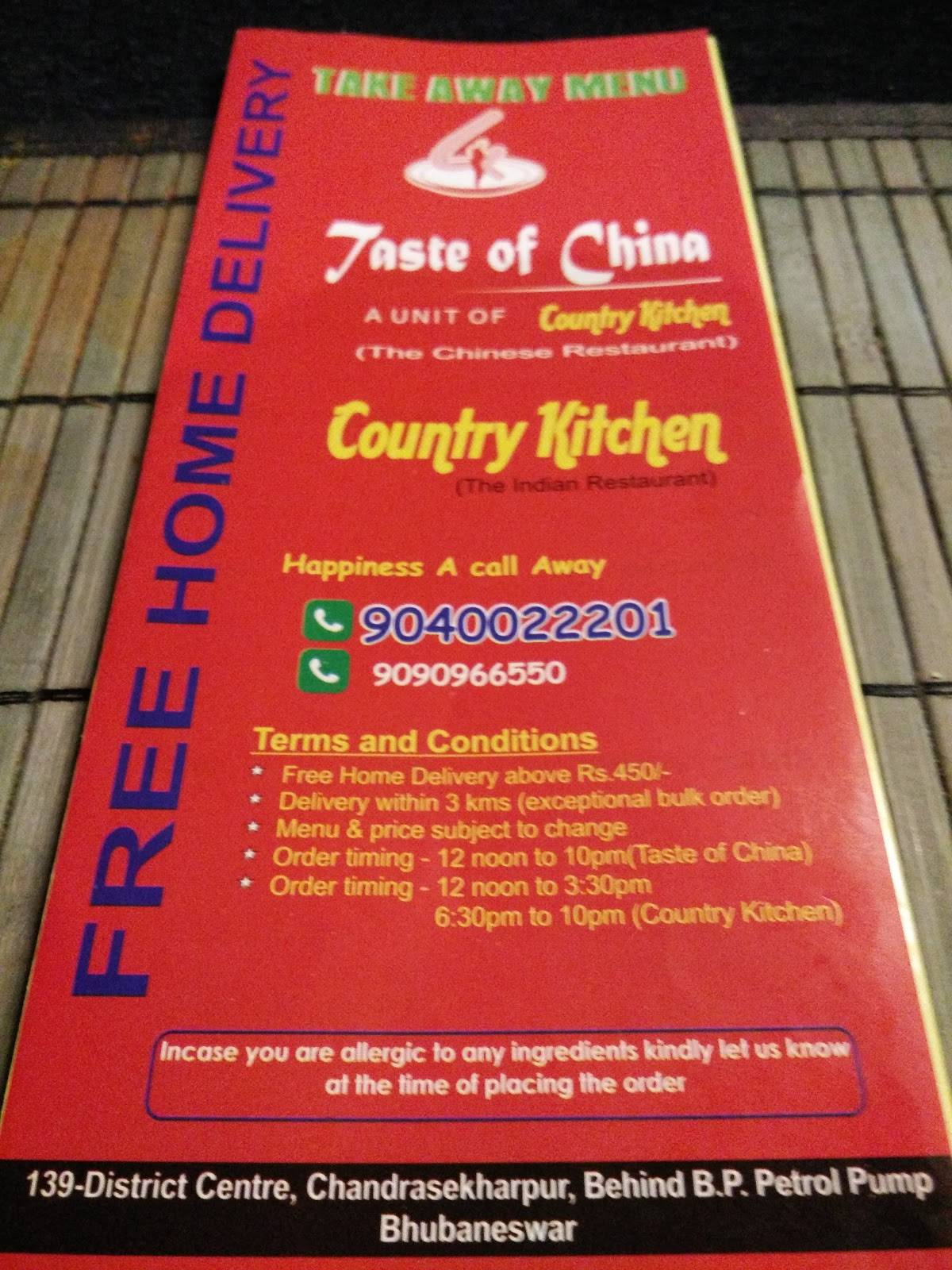 Country Kitchen menu