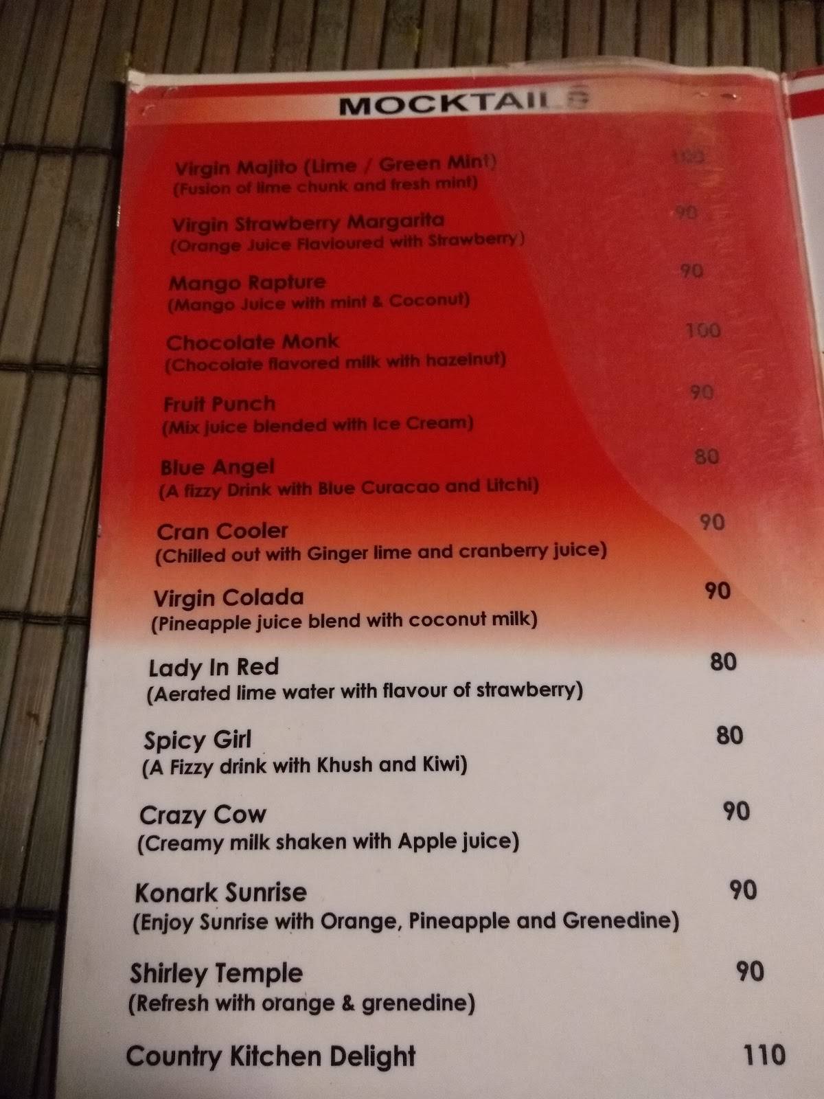 Country Kitchen menu