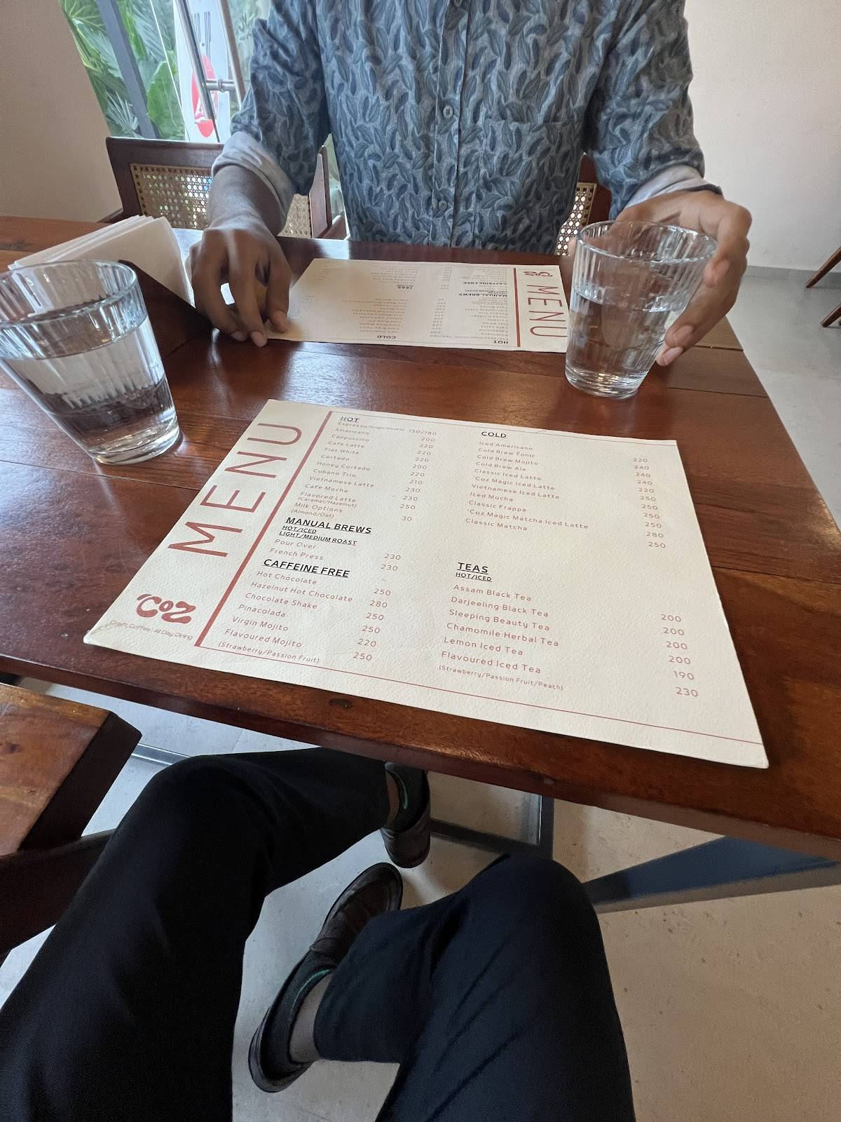 Coz Coffee menu