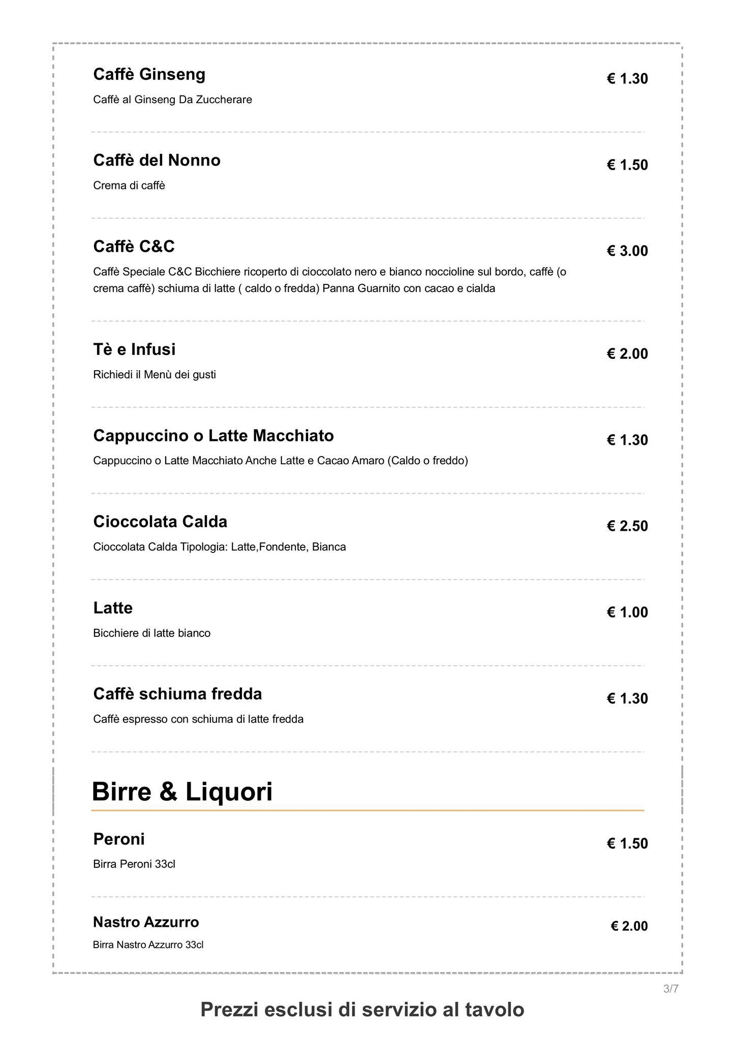 Menu di Crema&cioccolato Via Epomeo 