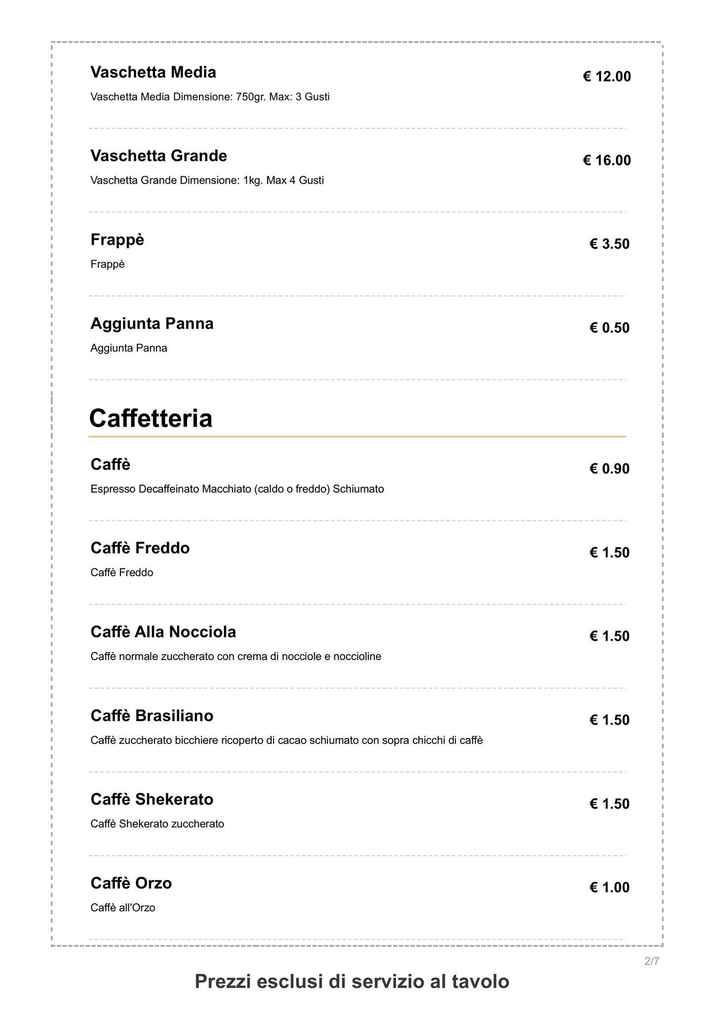 Menu di Crema&cioccolato Via Epomeo 