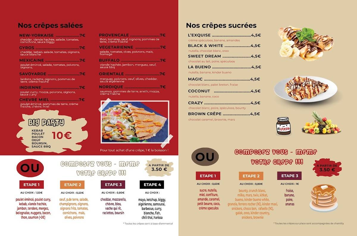 Menu de Crep'Party