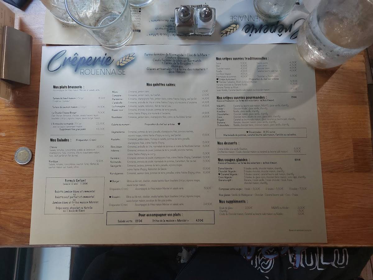 Menu de La Crêperie Rouennaise