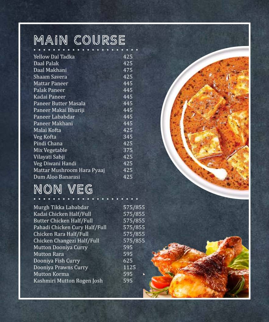 Cuisine de Saffron Leaf menu