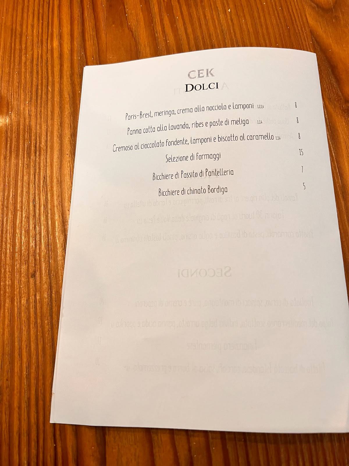 Menu di Ristorante CEK 