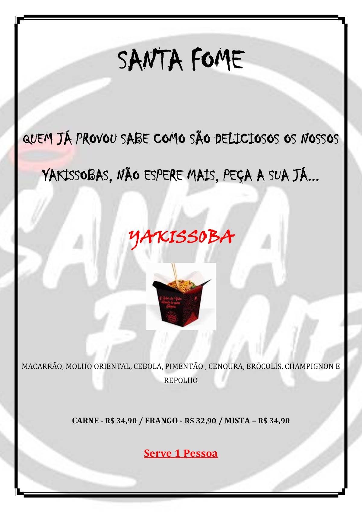 Pizzaria Santa Fome cardápio