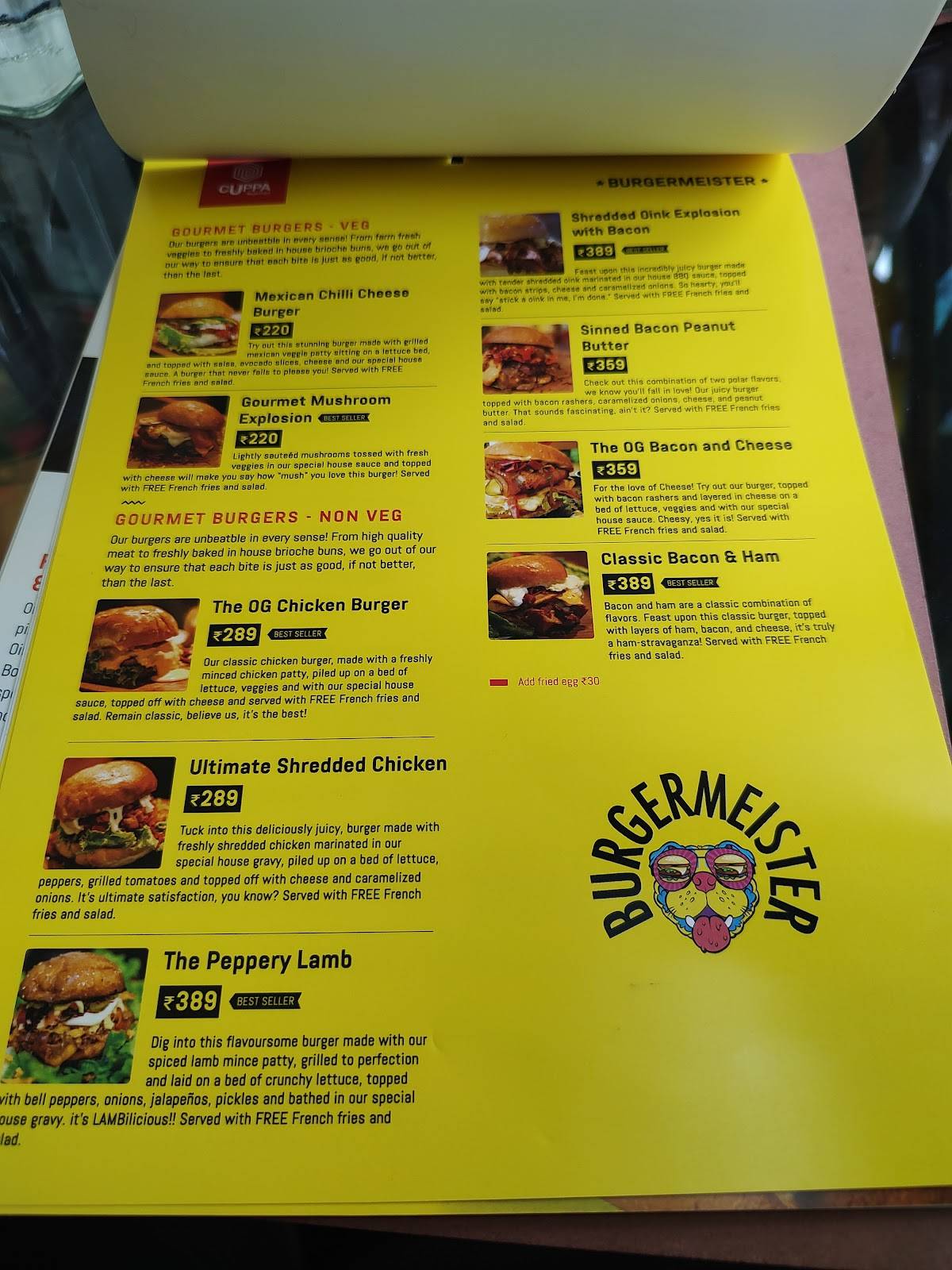 Cuppa Redefined - Mysore's Neighbourhood Cafe & Restaurant menu