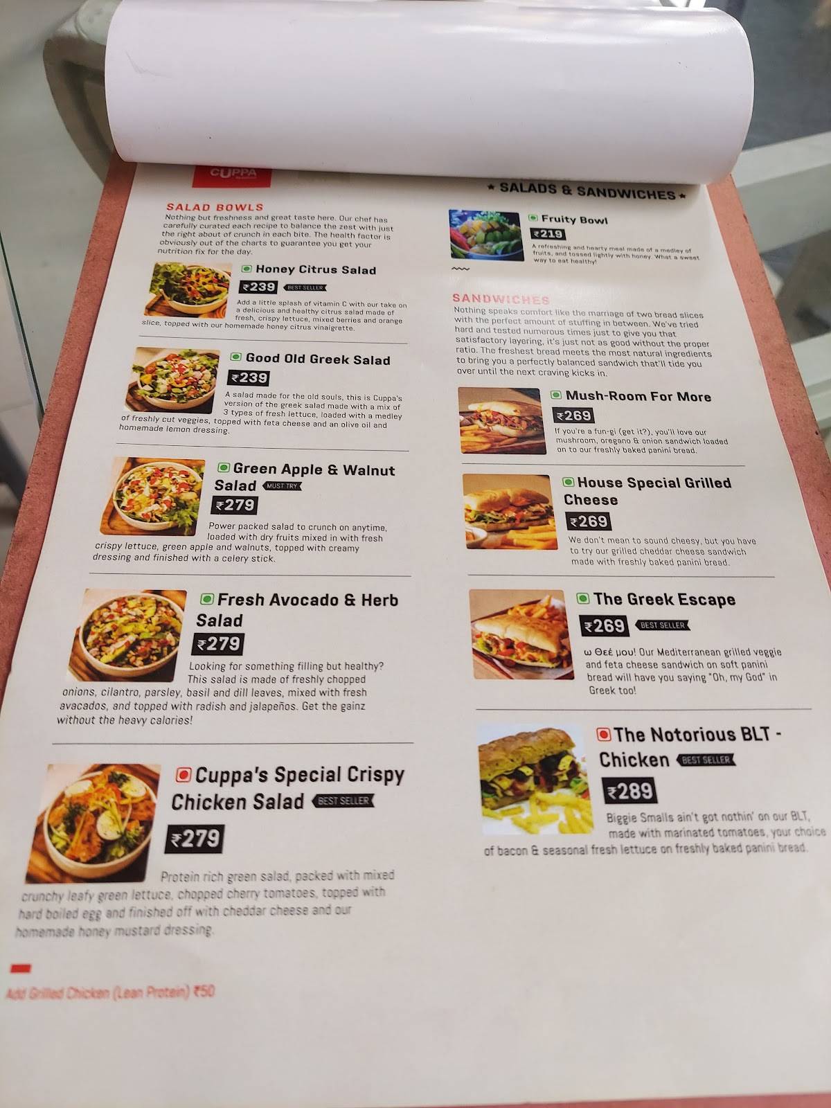 Cuppa Redefined - Mysore's Neighbourhood Cafe & Restaurant menu