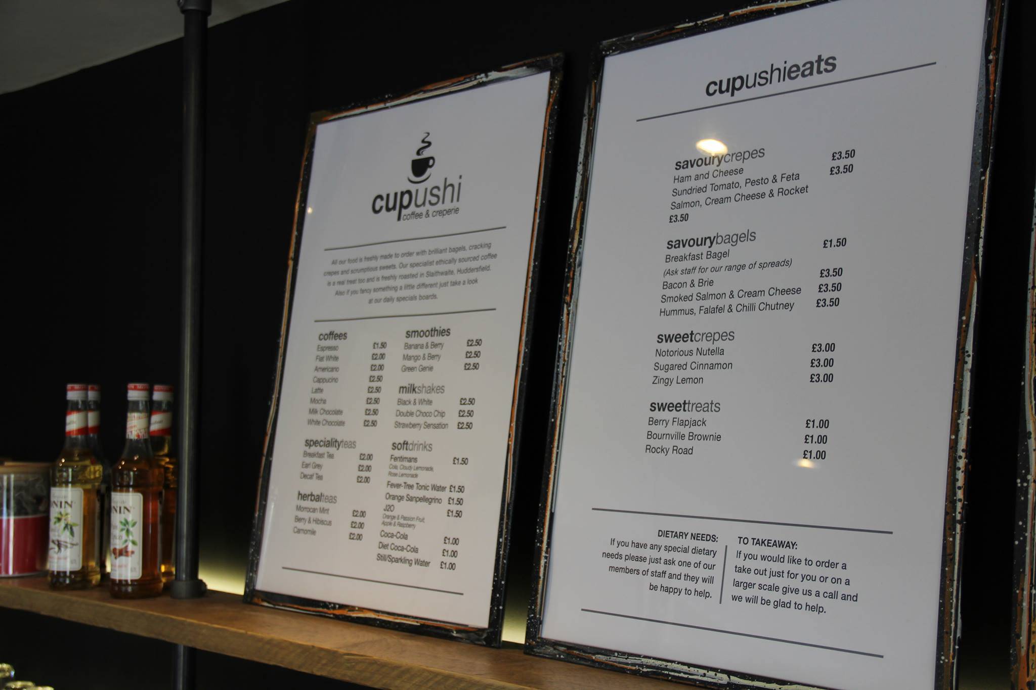 Menu at Cupushi Coffee cafe, Mirfield