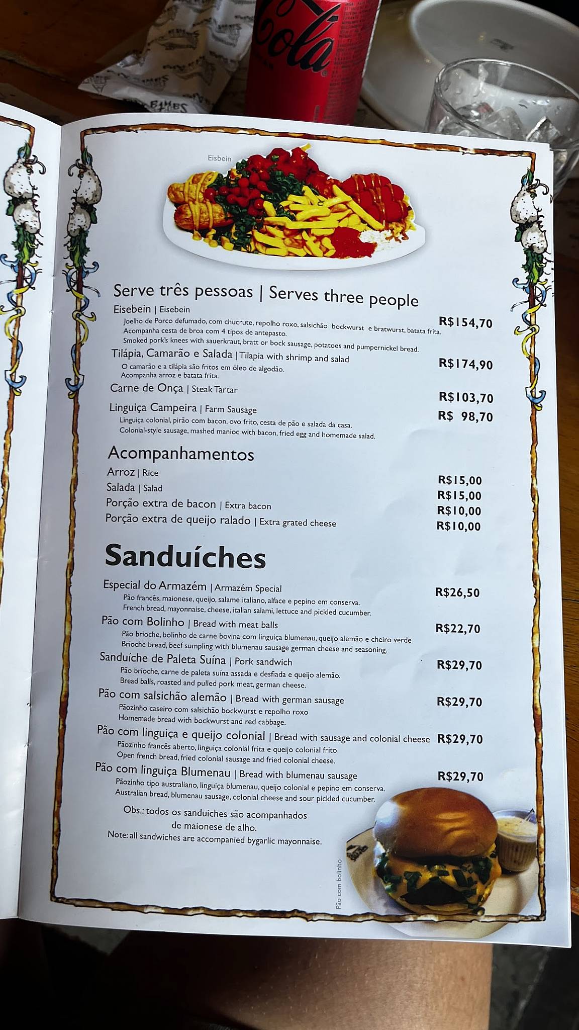 Armazém Santa Ana cardápio