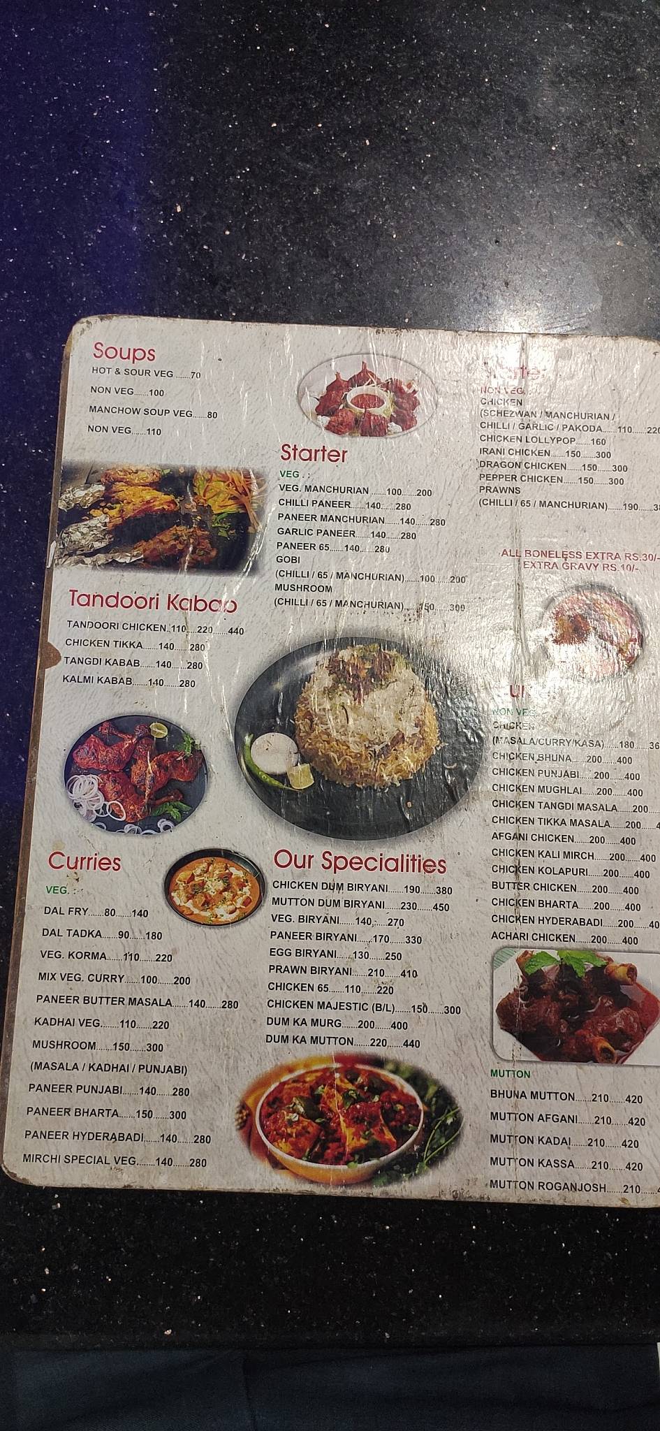 Mirchi Restaurant menu