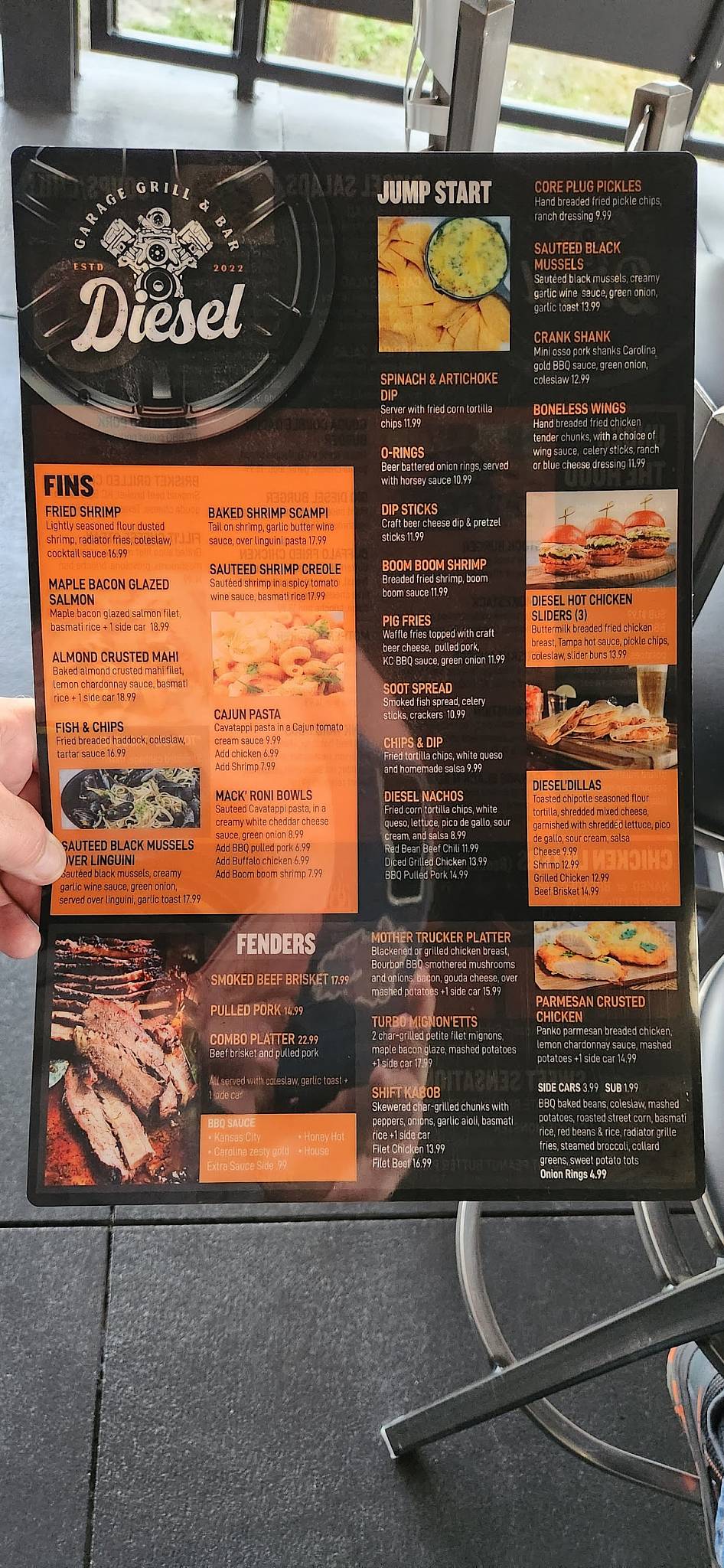 Menu at DIESEL GARAGE GRILL & BAR, Palm Harbor