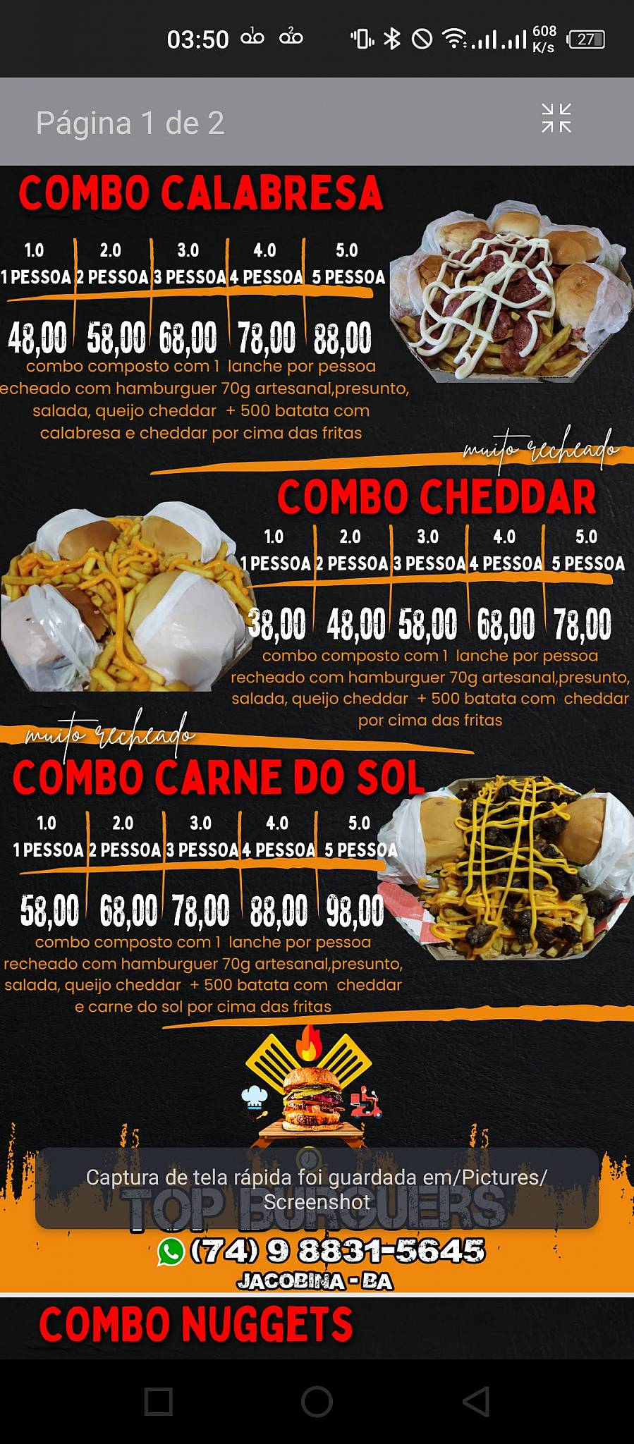DINASTIA TOP BURGUERS cardápio