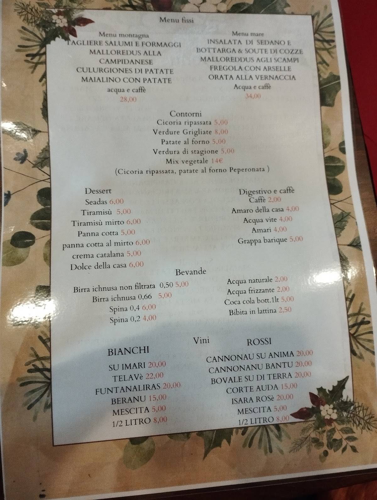 Menu di DA LUISU 